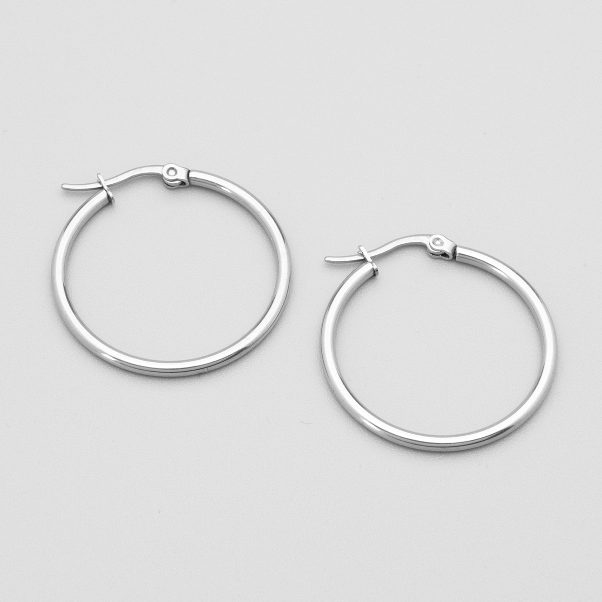 Medium plain silver hoop earrings