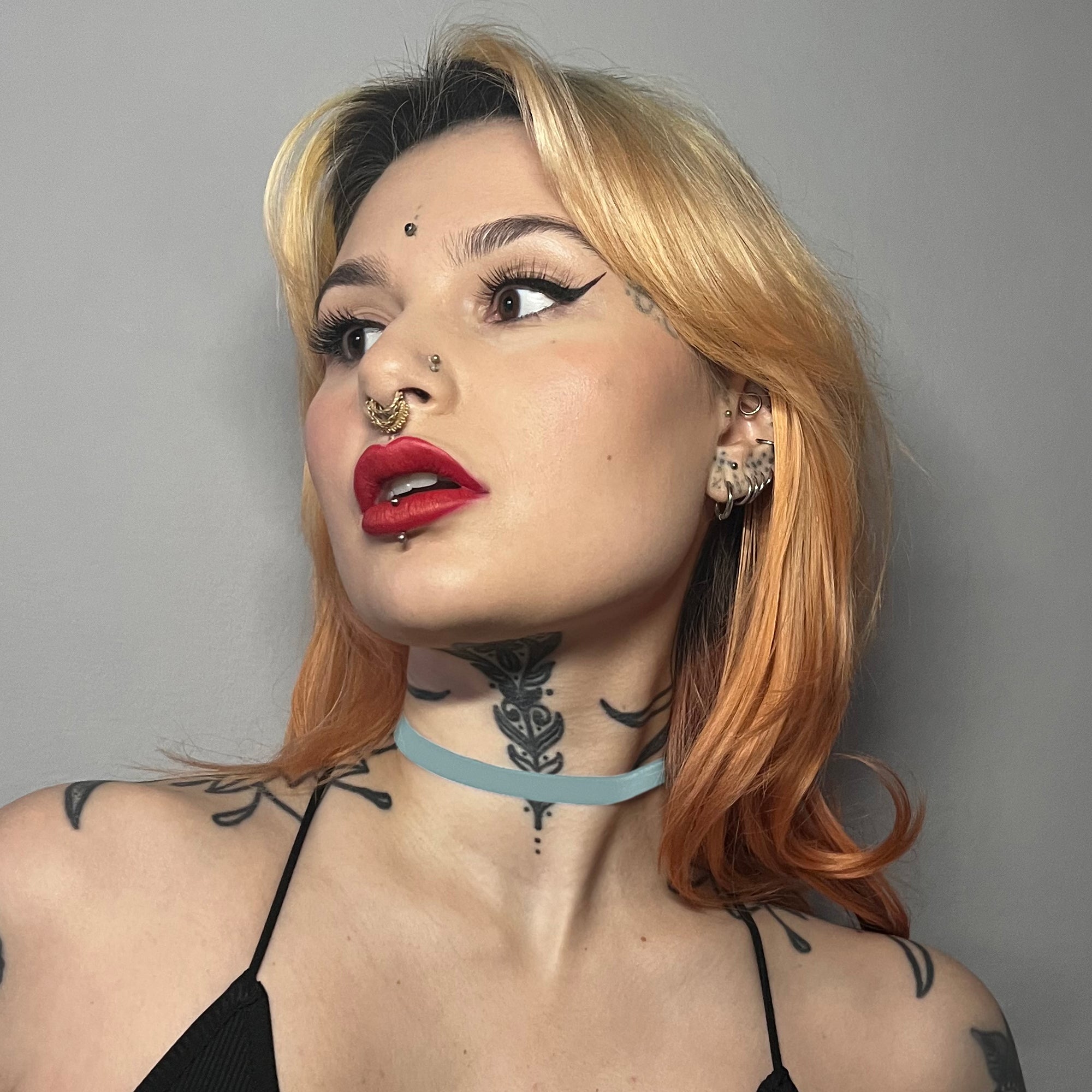 light blue color velvet choker
