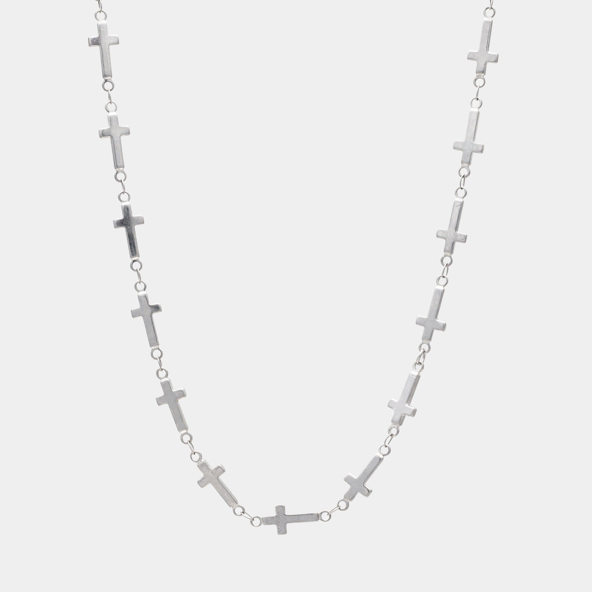 Non tarnish silver cross link necklace 18mm crosses
