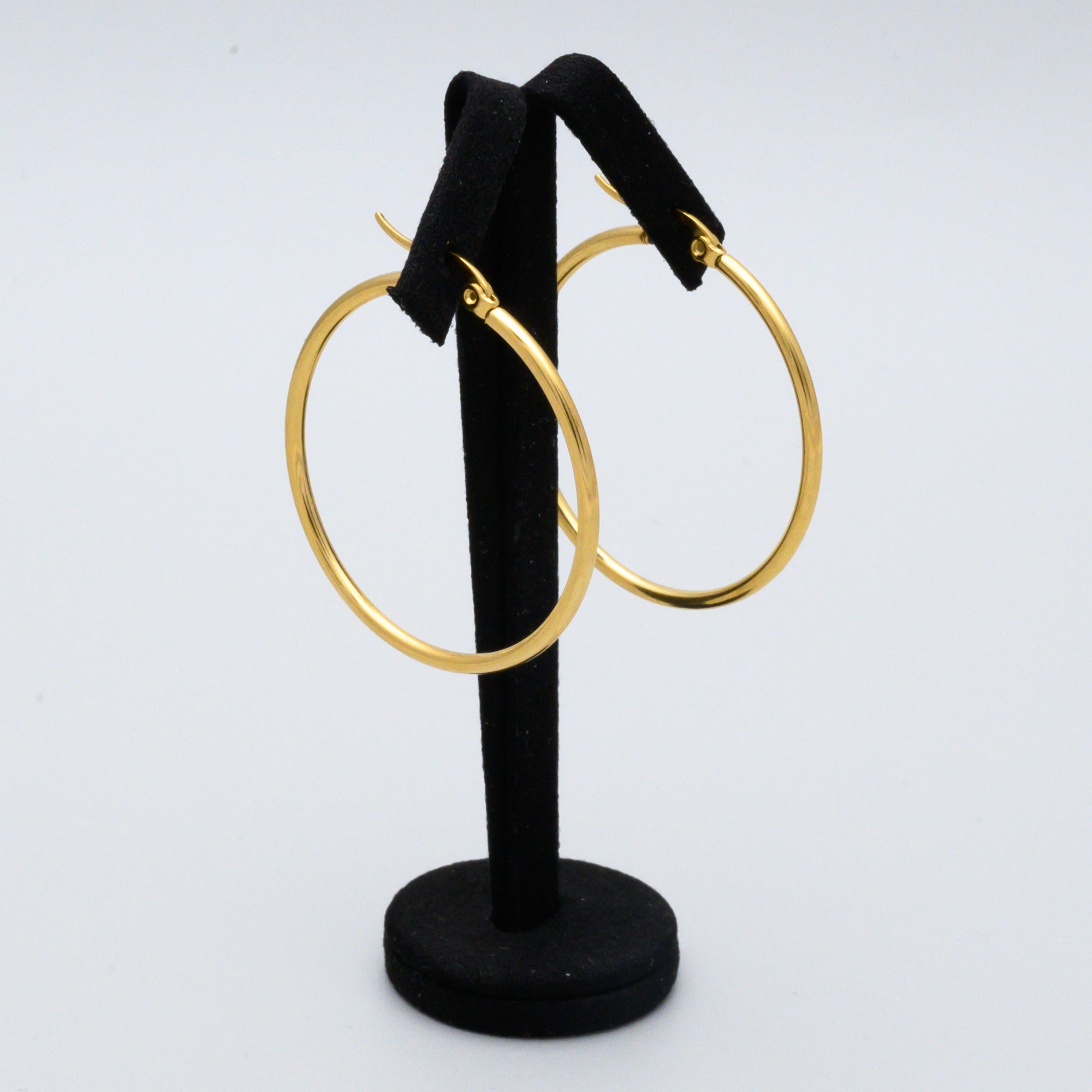 large non tarnish gold hoop earrings