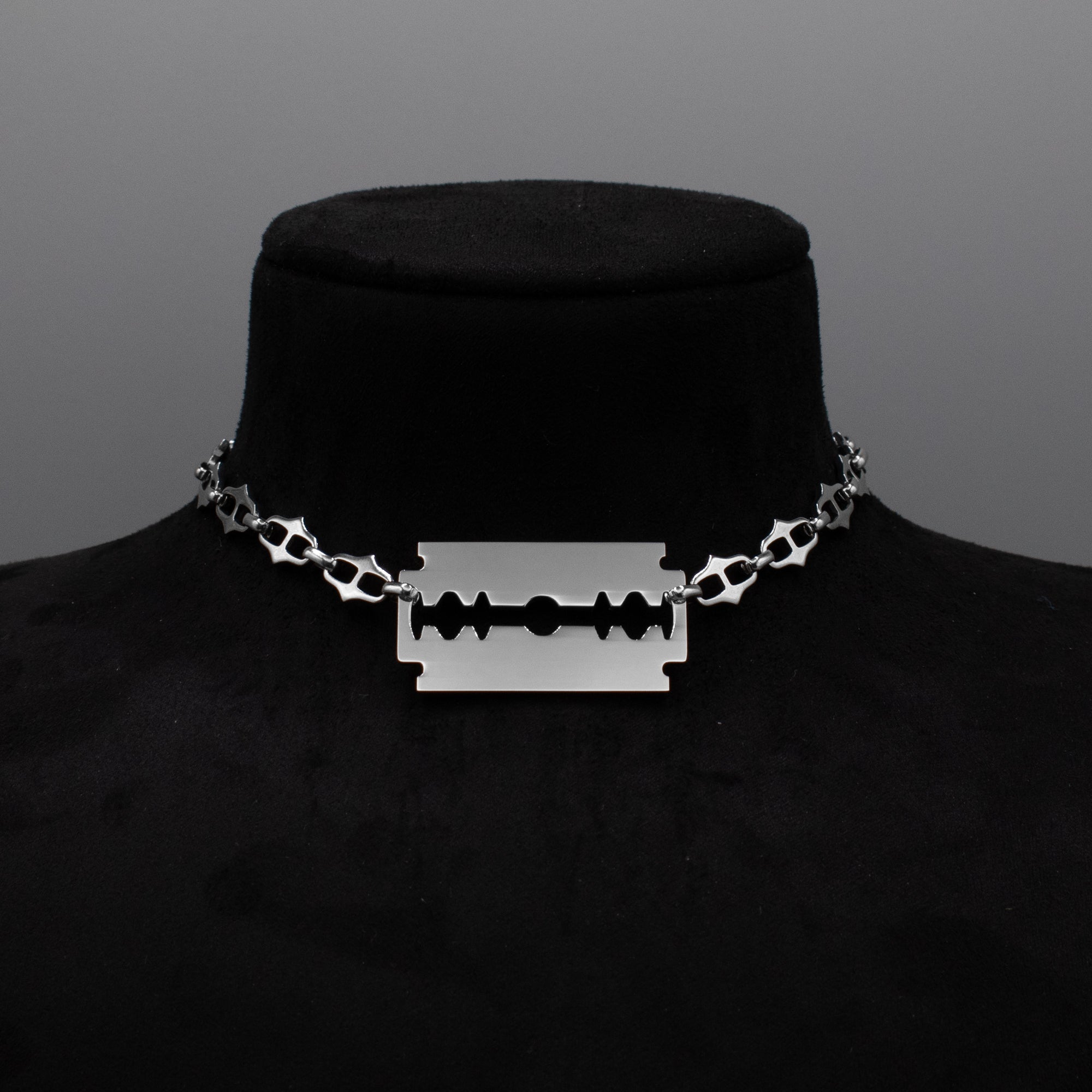 Extra Large Razor Necklace on spiky gothic chain