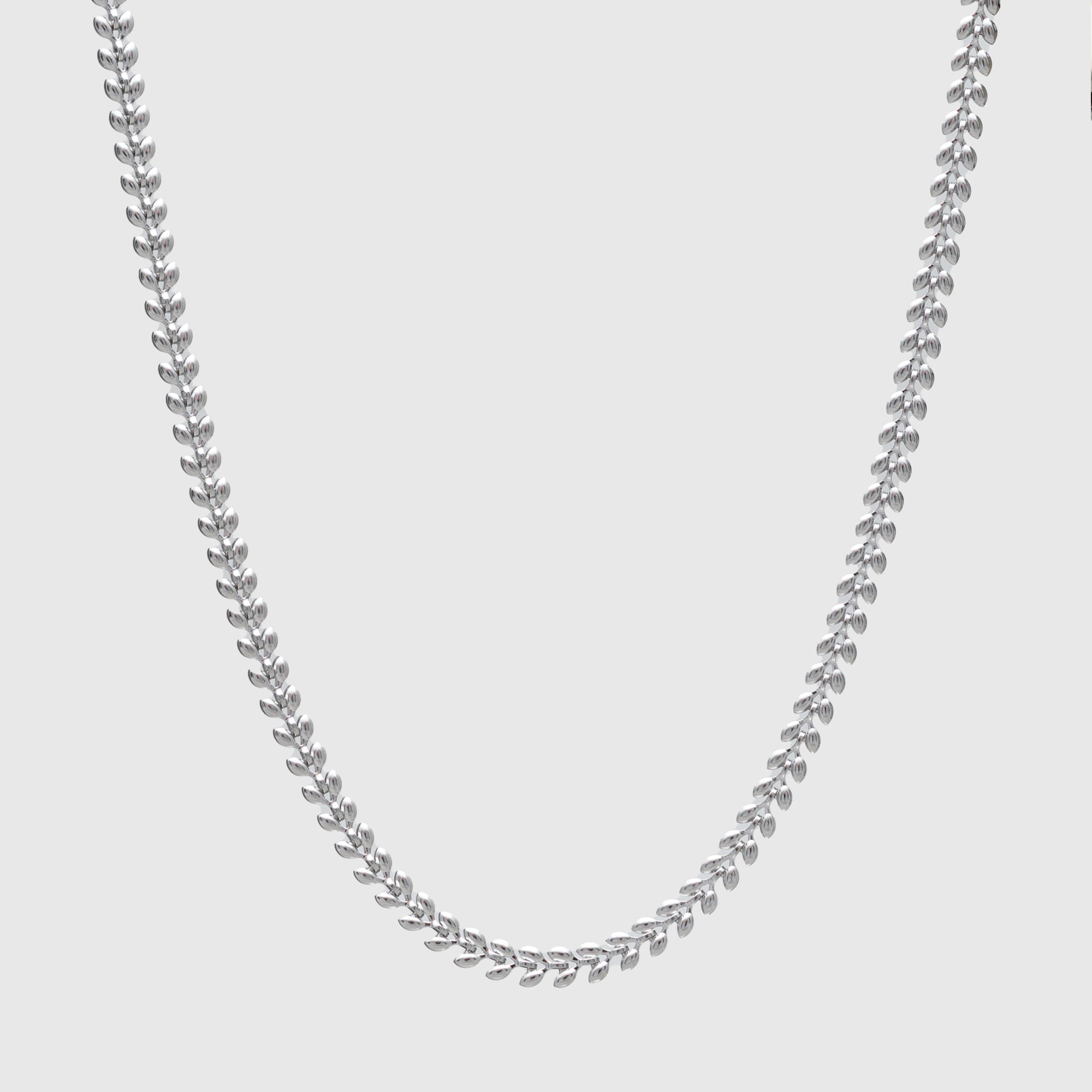 silver stainless steel leaf link choker necklace