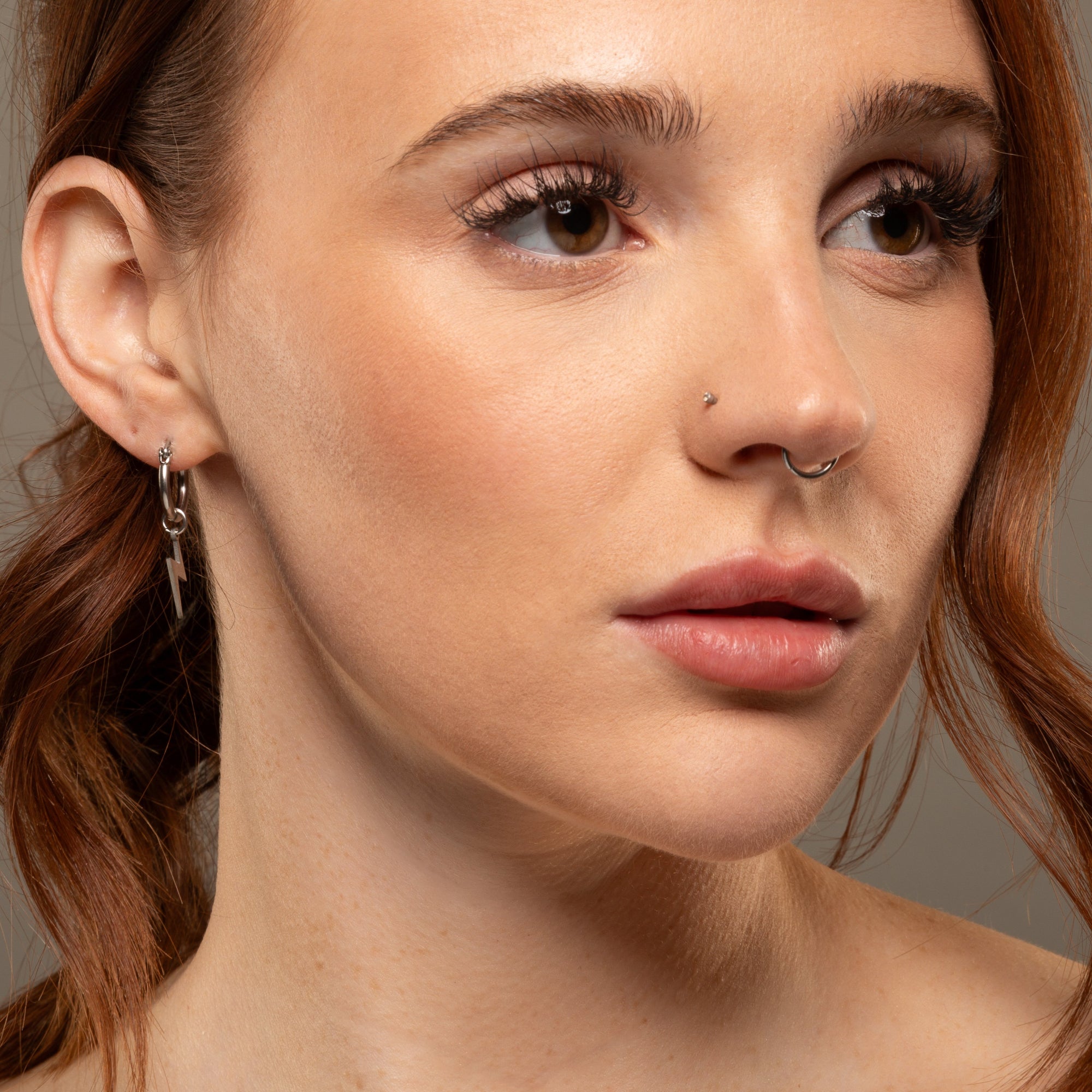 lightning hoop earrings in silver