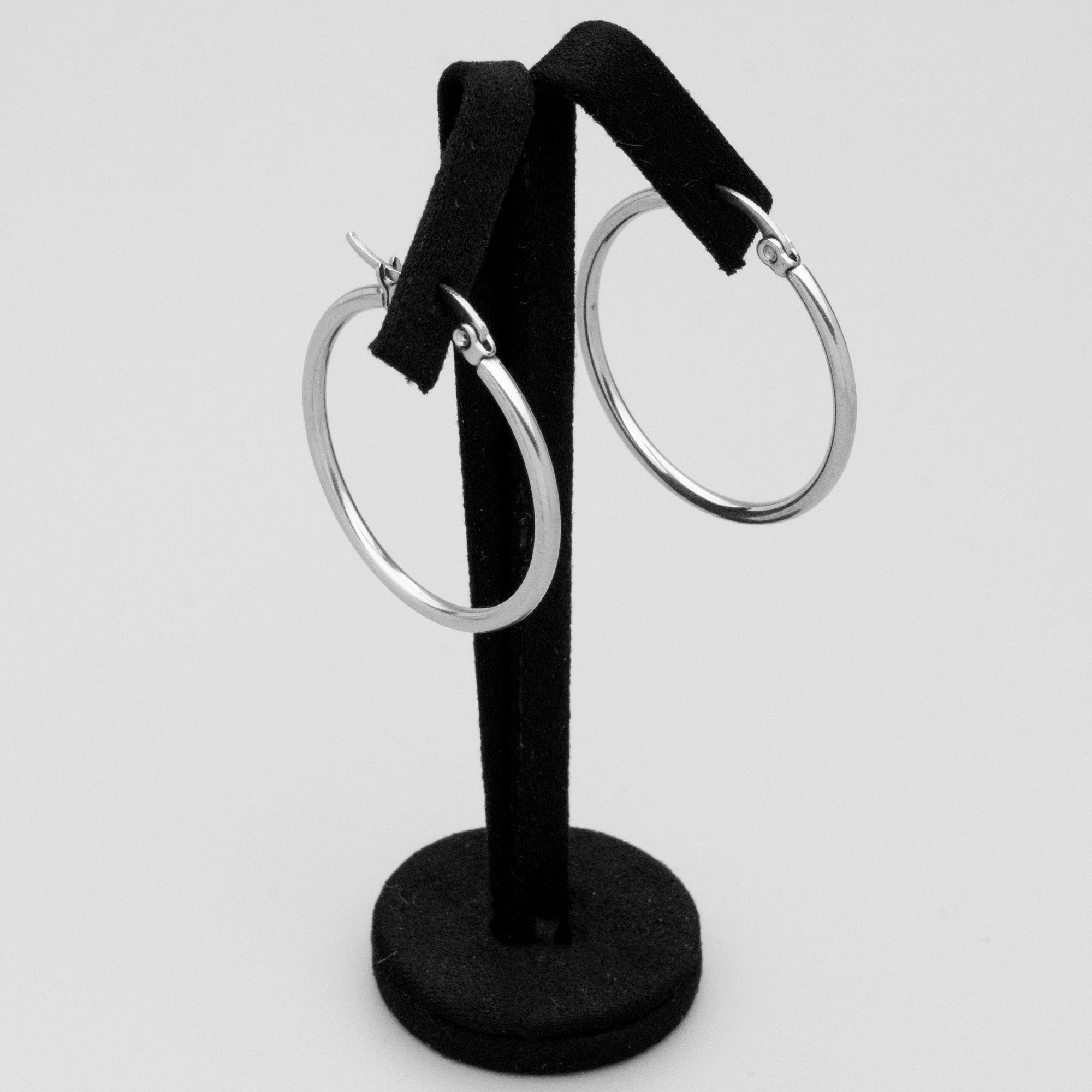 Boucles d'oreilles créoles unies moyennes 30 mm (argent)