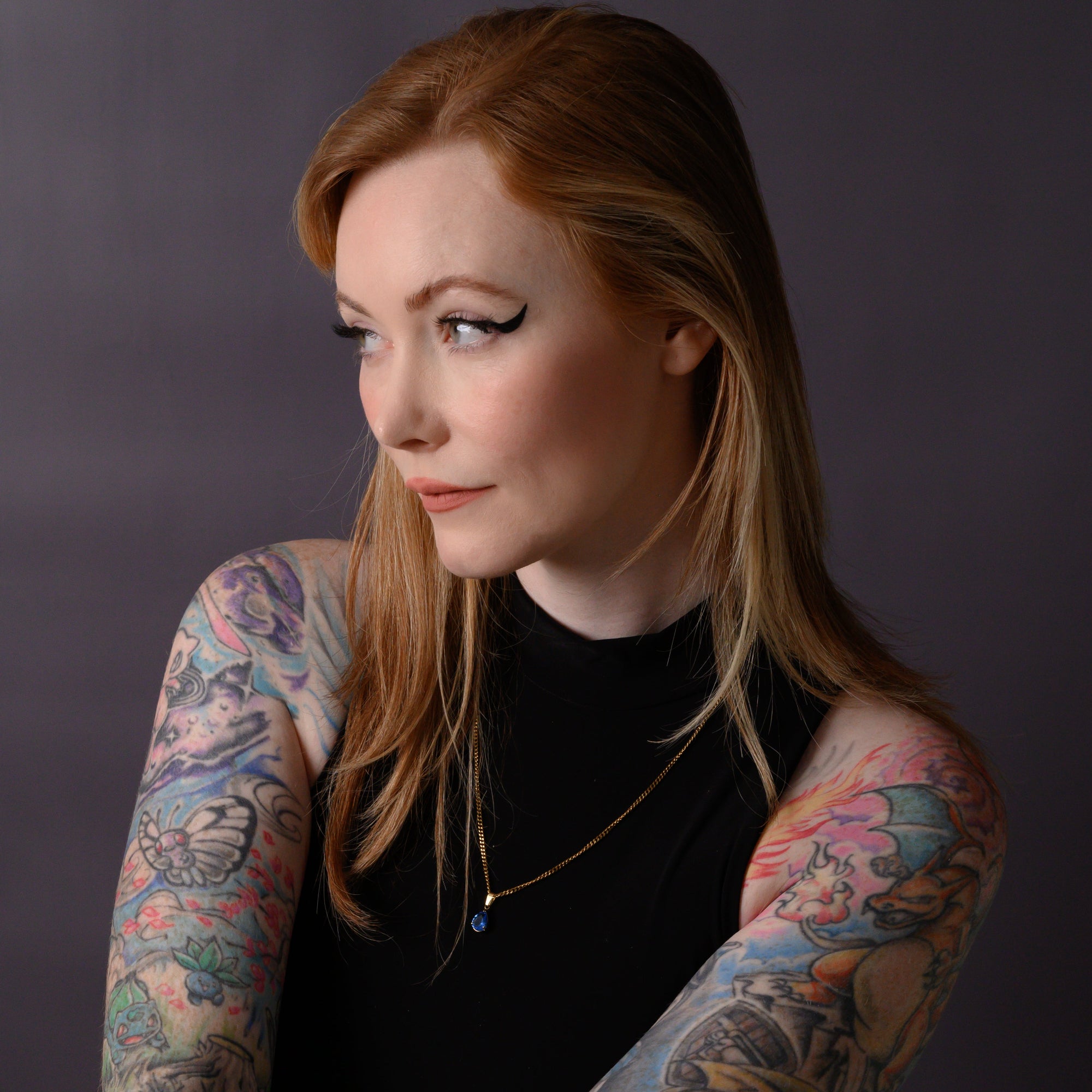 March Aquamarine birthstone pendant necklace in gold