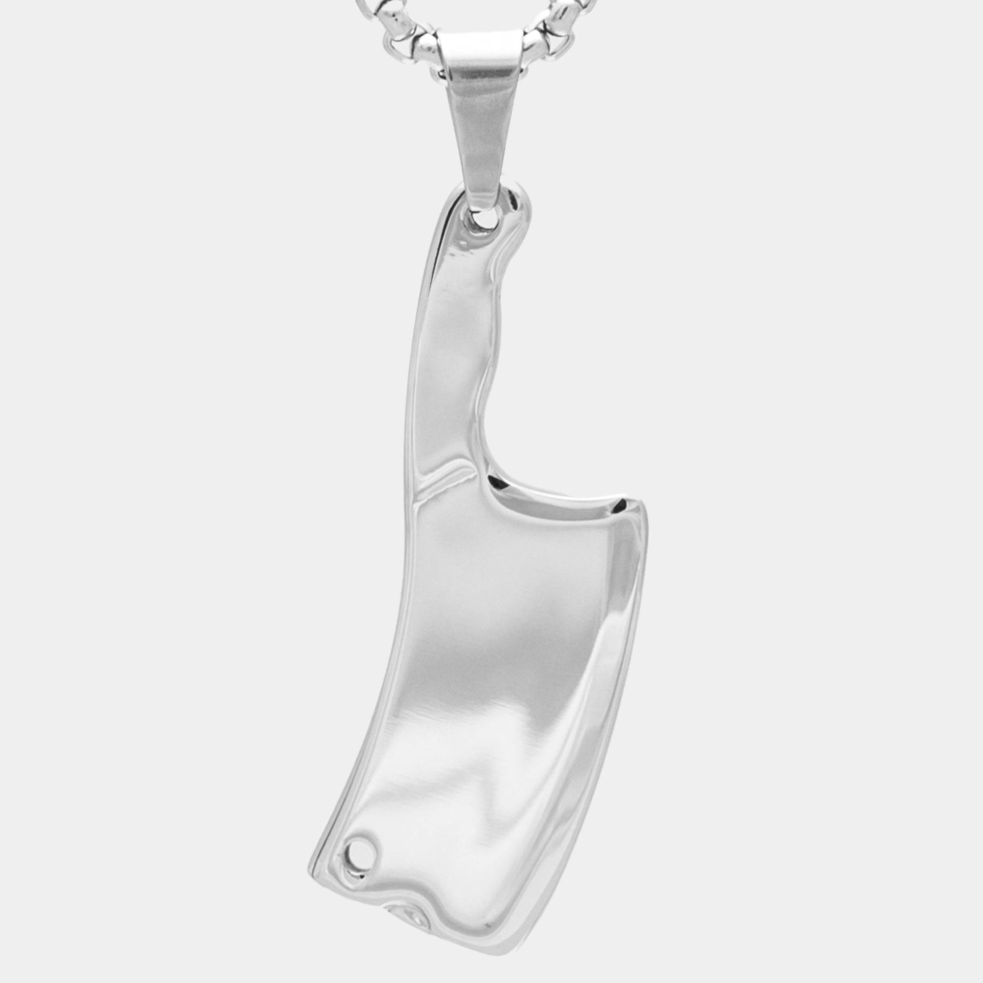 Silver Meat cleaver knife pendant necklace
