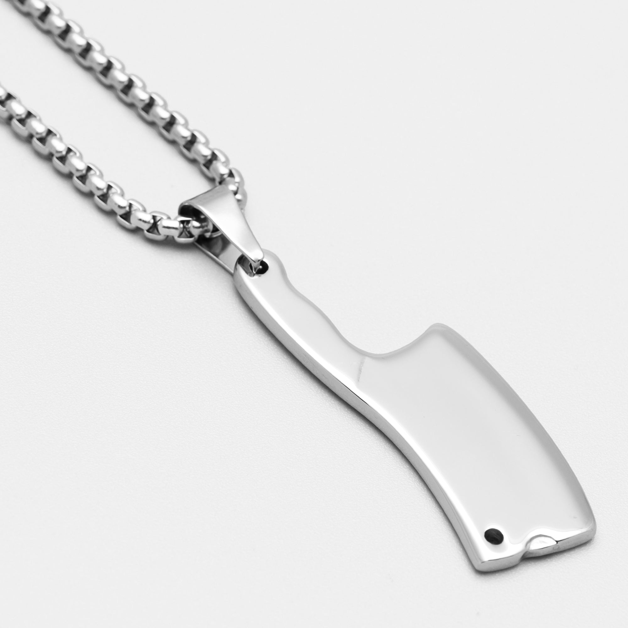 Silver Meat cleaver knife pendant necklace