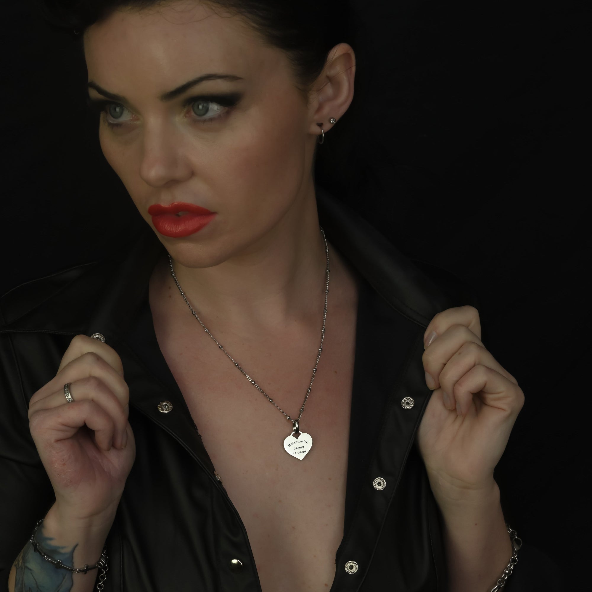 Medium Soulbound Custom Engraved Heart Pendant Necklace (Silver)
