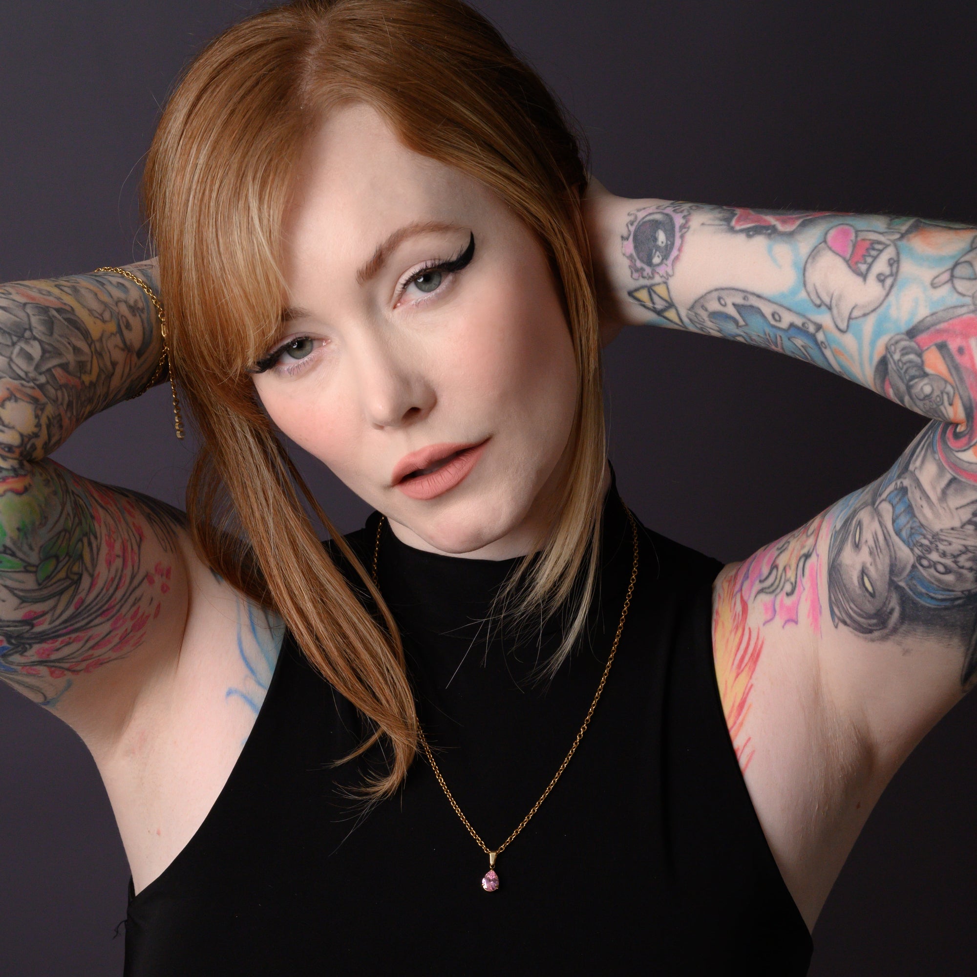 Pink Tourmaline Birthstone pendant necklace in Gold