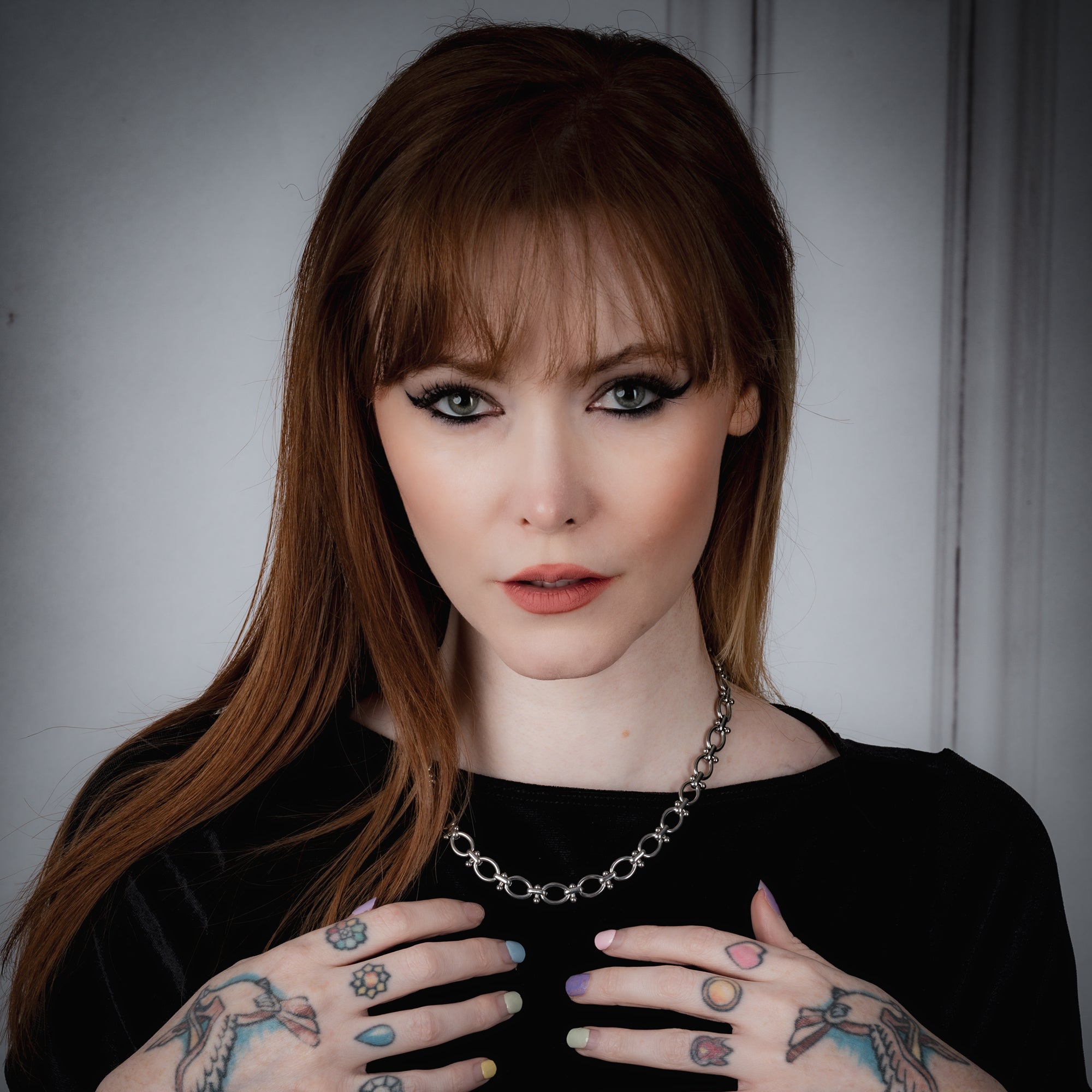 Gothic Oval link chain choker in silver stainless steel