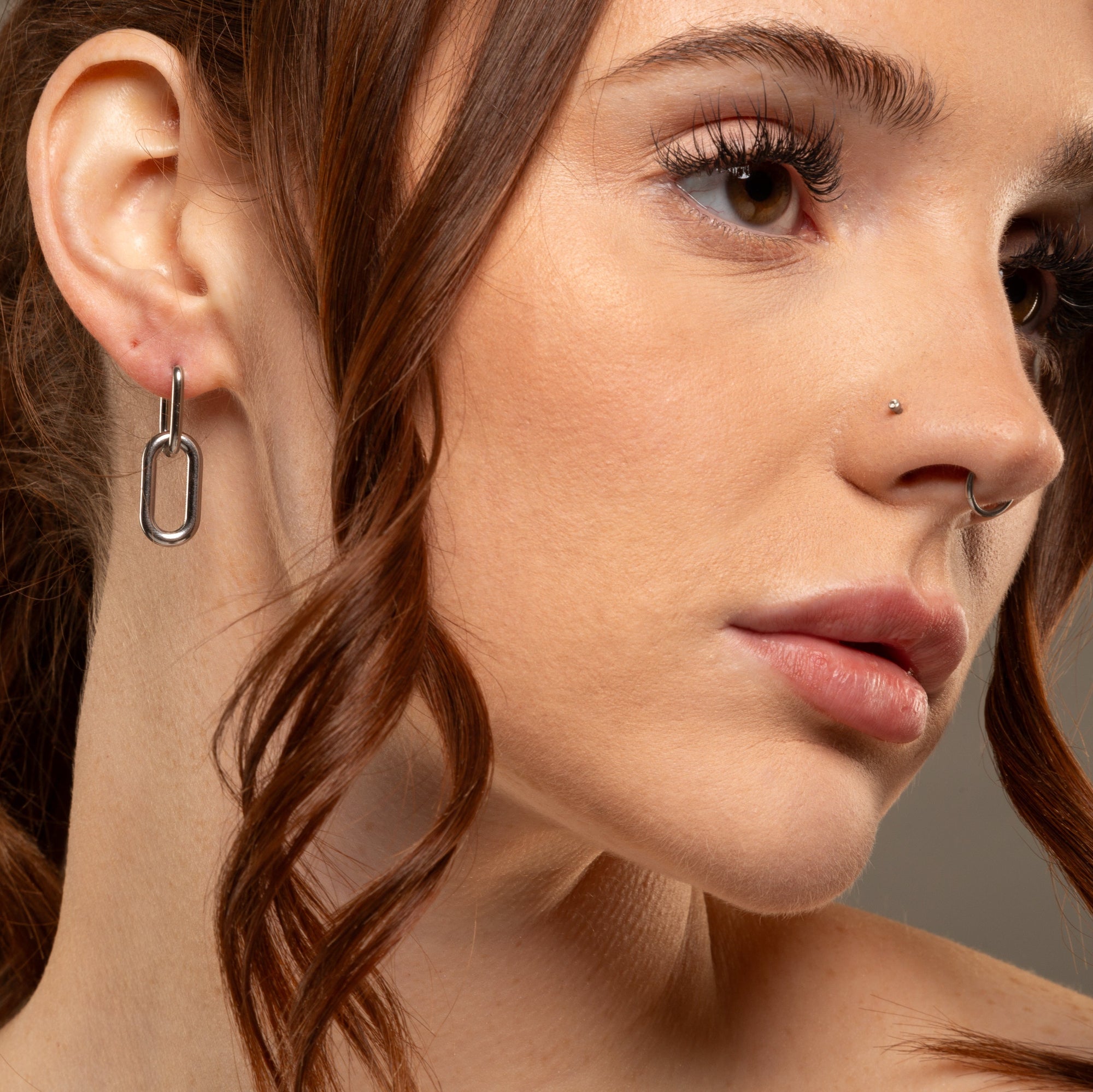 Silver Oval drop earrings