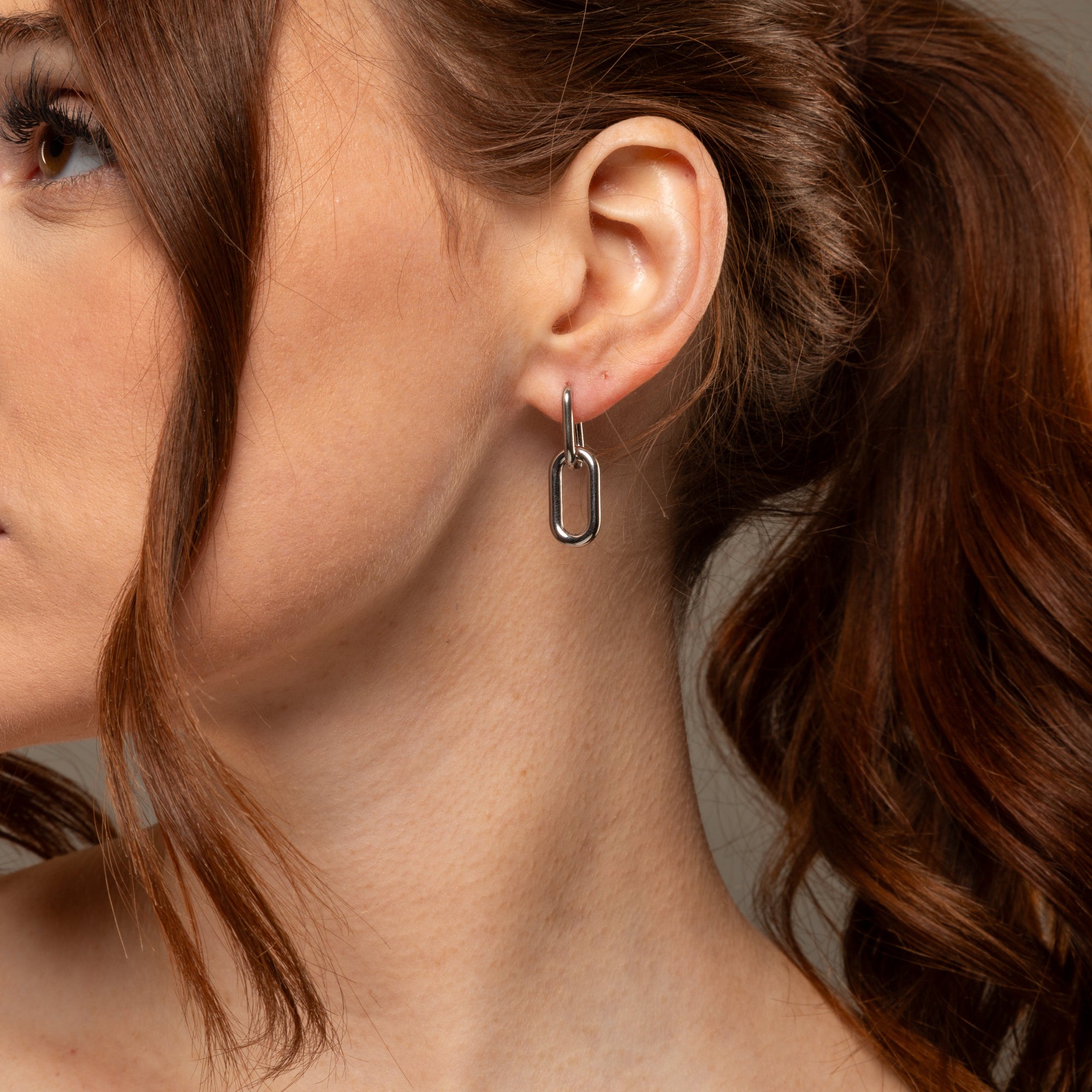 Silver Oval drop earrings