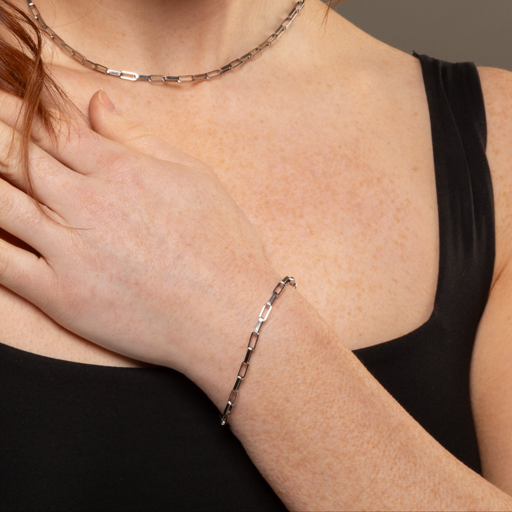 dainty paperclip link bracelet in silver