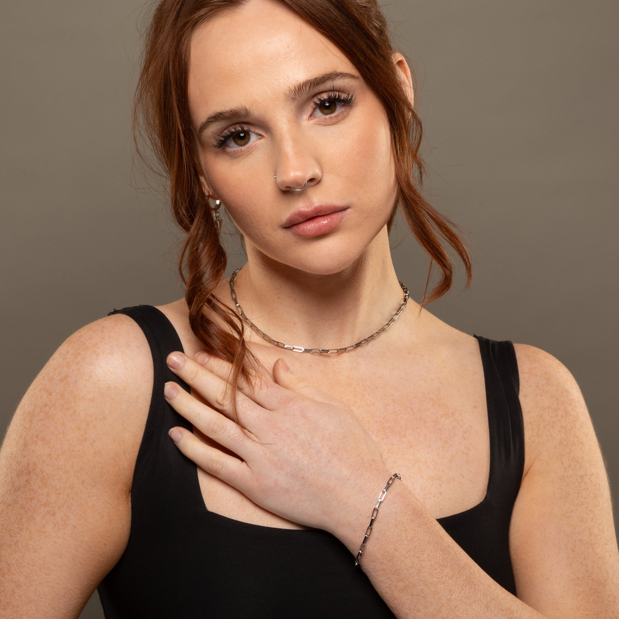 dainty 8mm paperclip choker necklace in silver