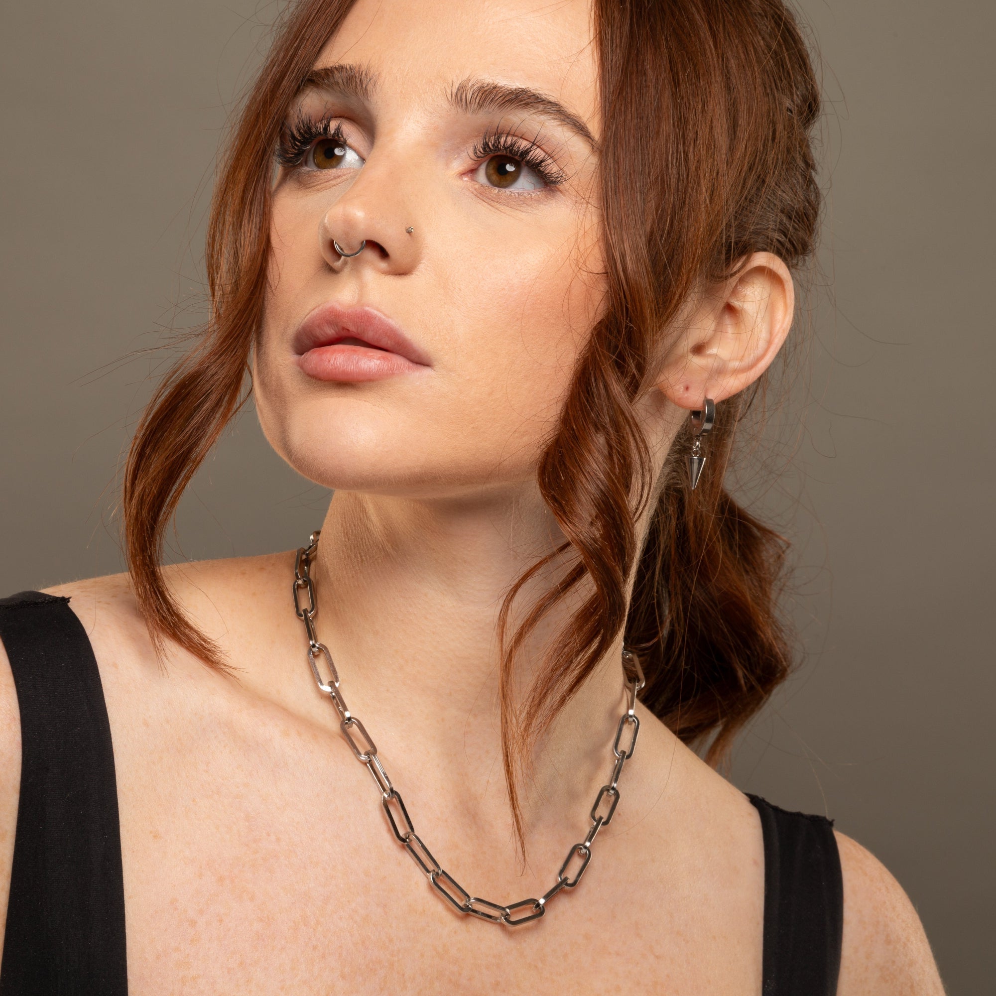chunky paperclip necklace in silver