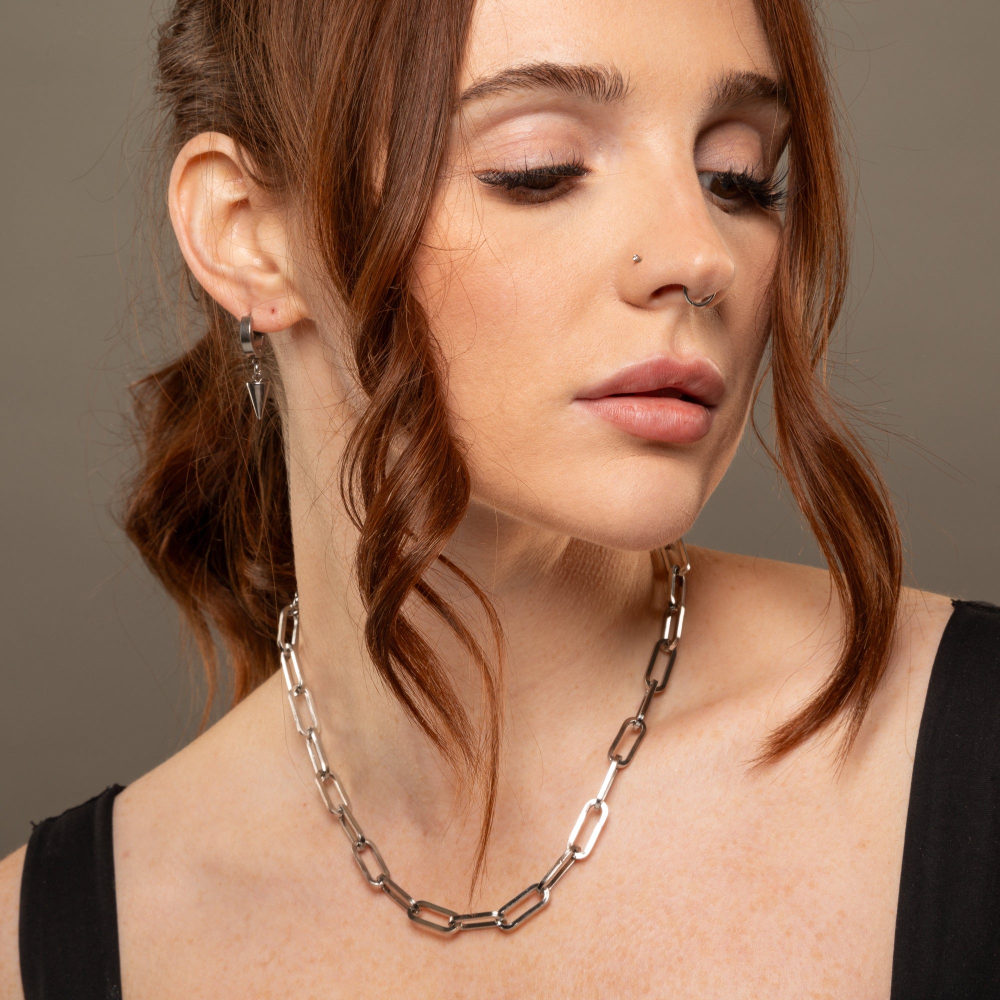 chunky paperclip necklace in silver