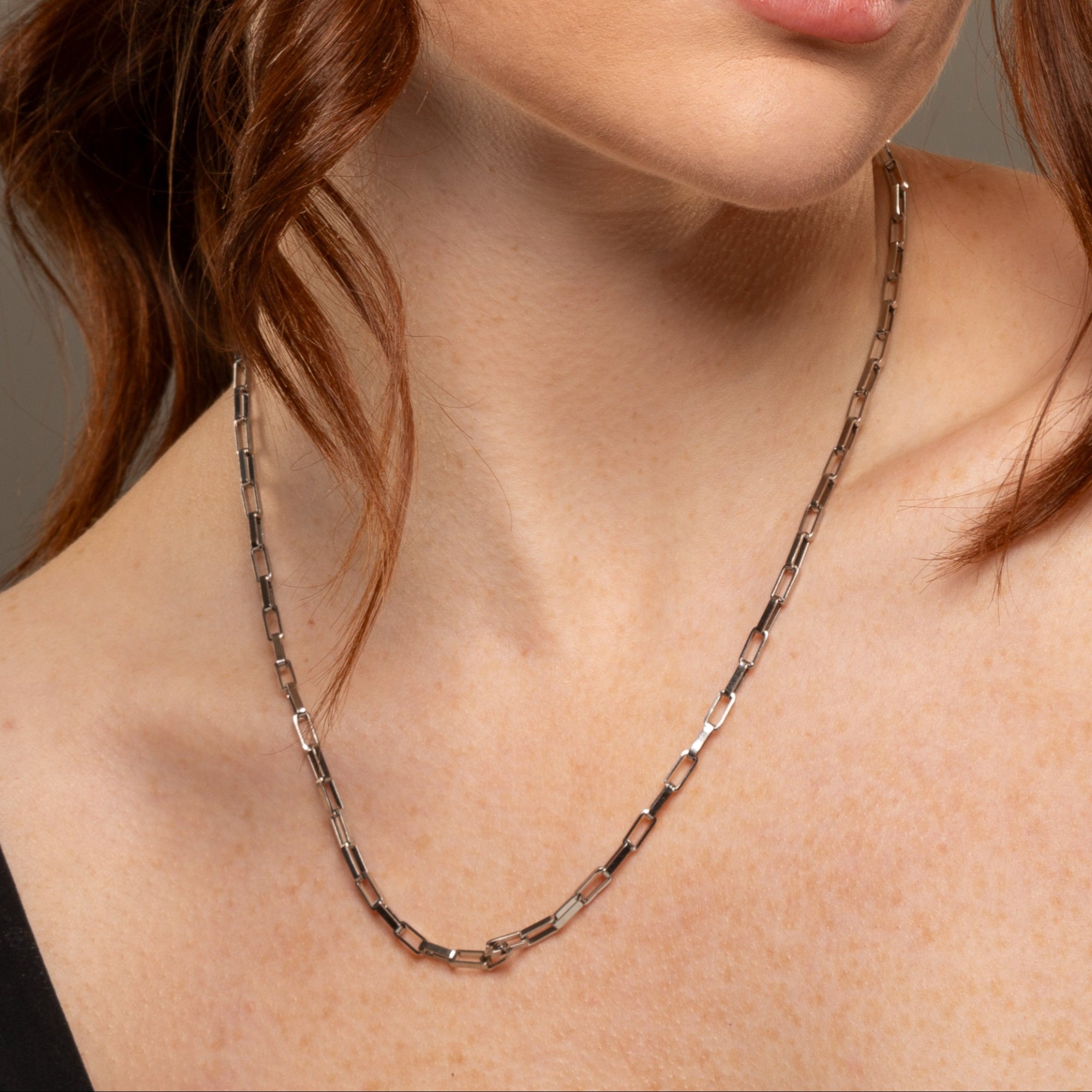 dainty paperclip link necklace in silver