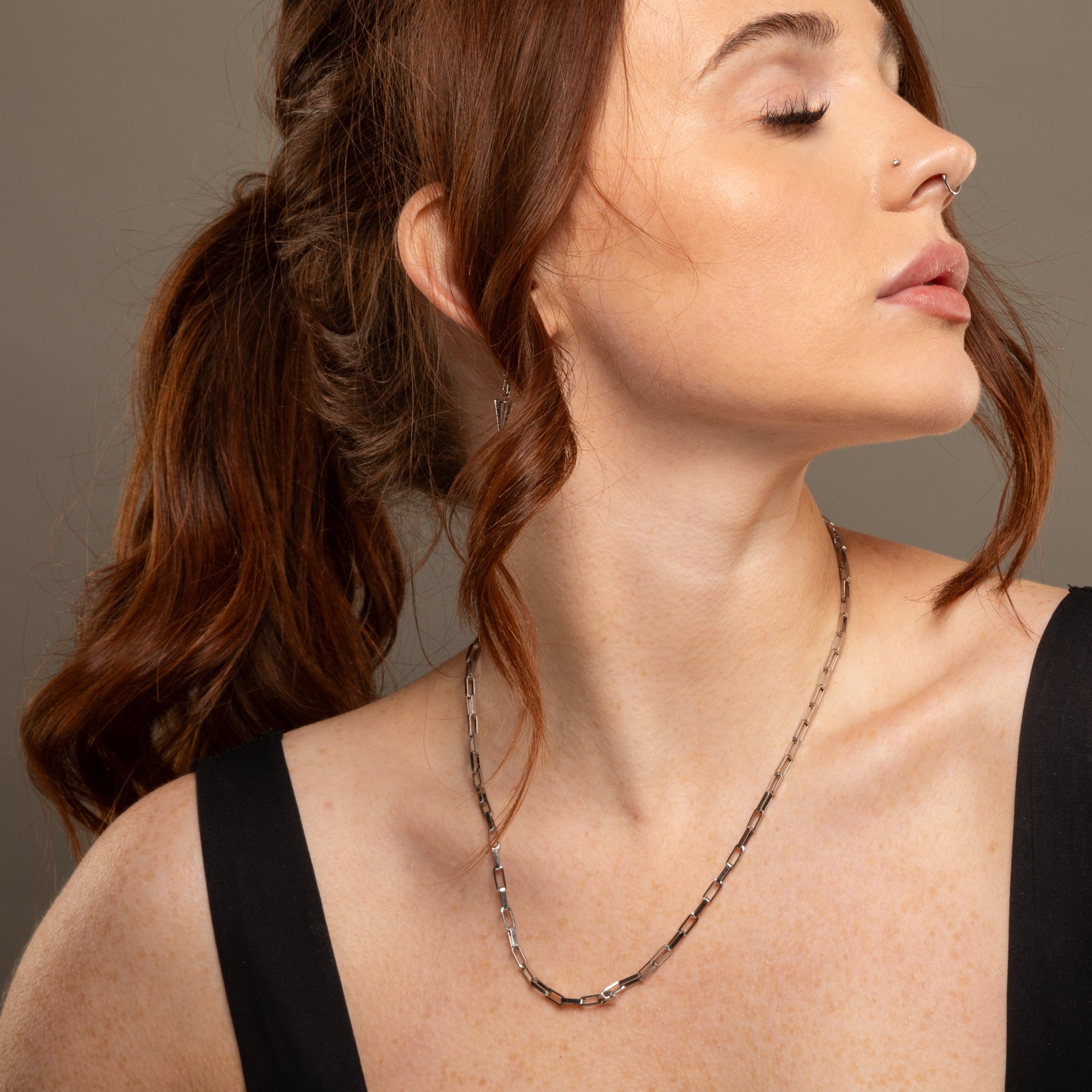 dainty paperclip link necklace in silver