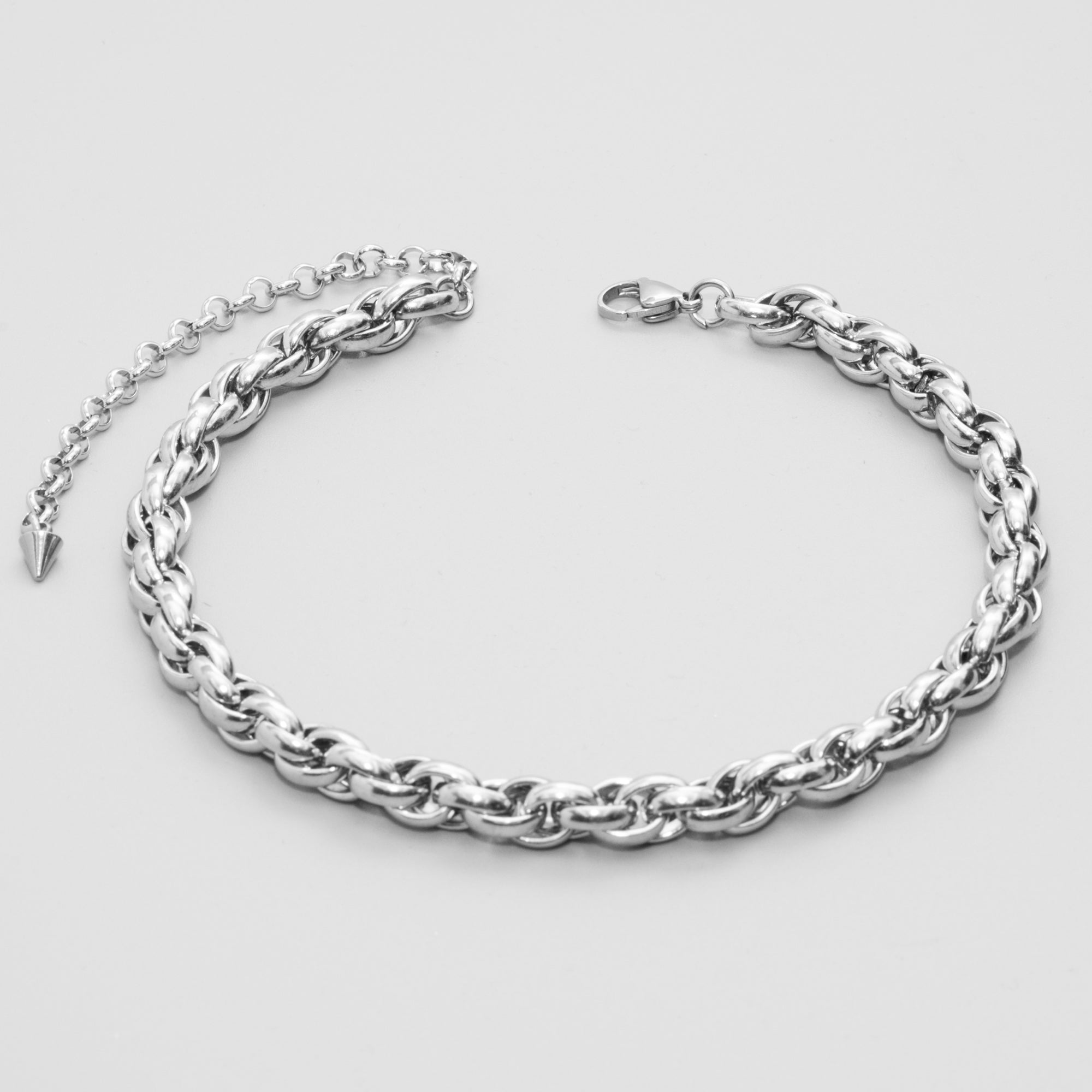 Chunky rope chain choker necklace 10mm wide, in silver stainless steel