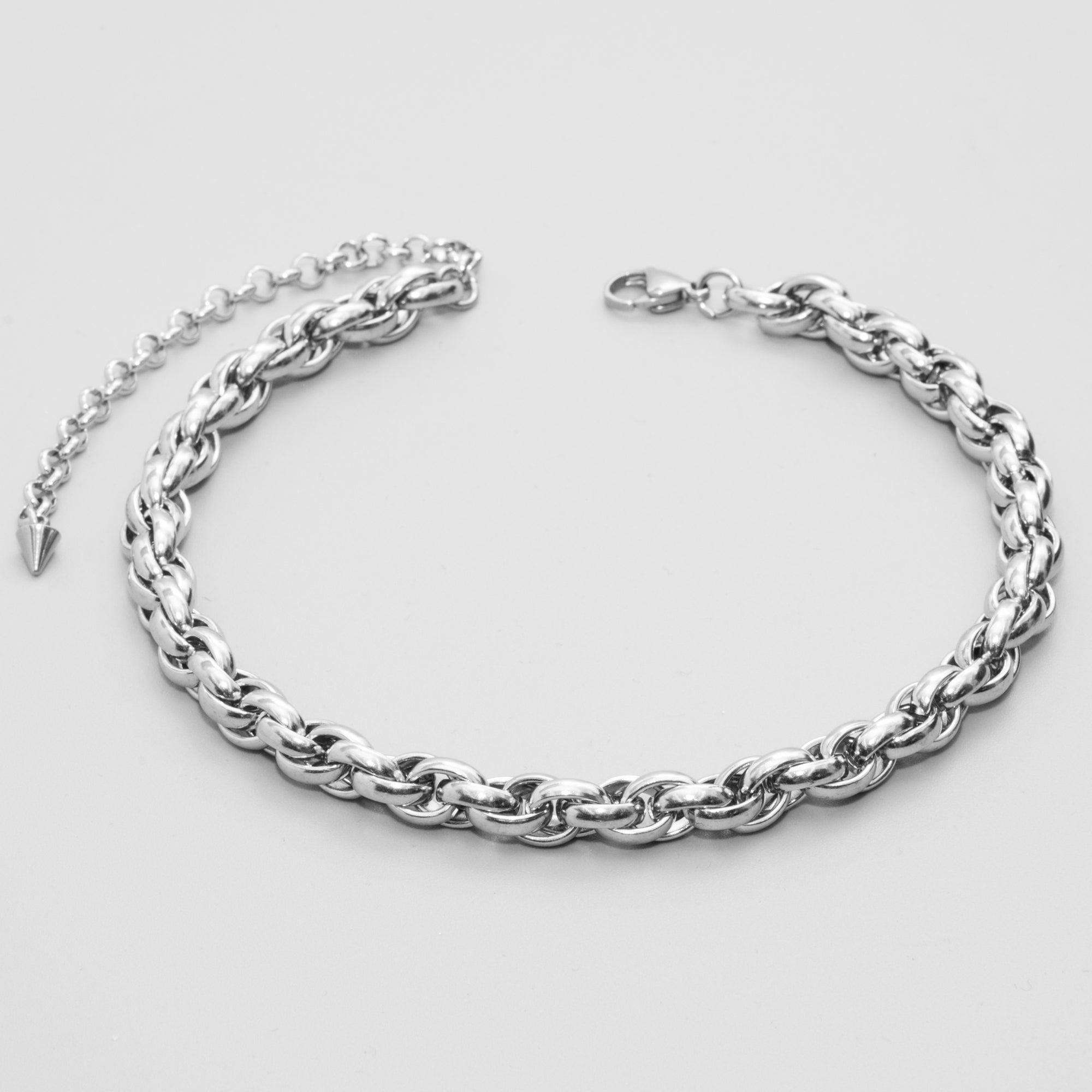 Chunky rope chain choker necklace 10mm wide, in silver stainless steel
