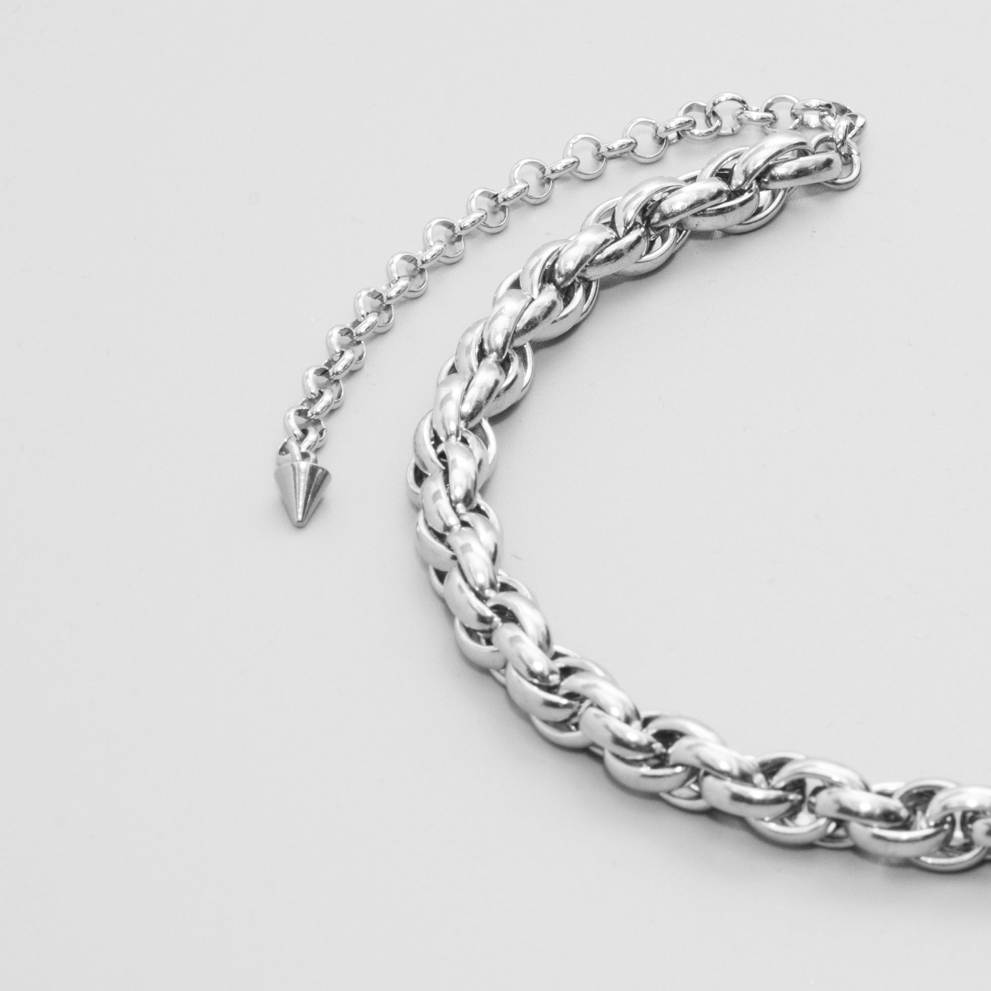 Chunky rope chain choker necklace 10mm wide, in silver stainless steel