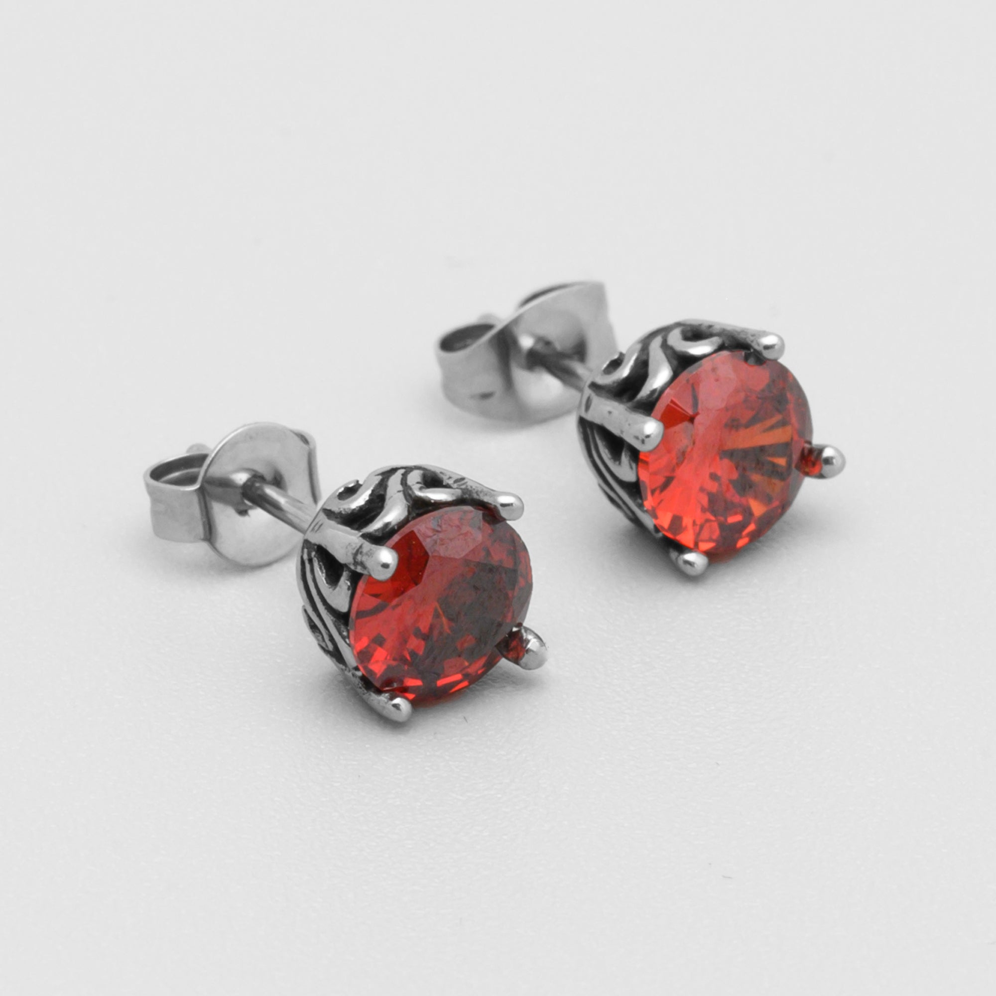 Ruby red gothic stud earrings