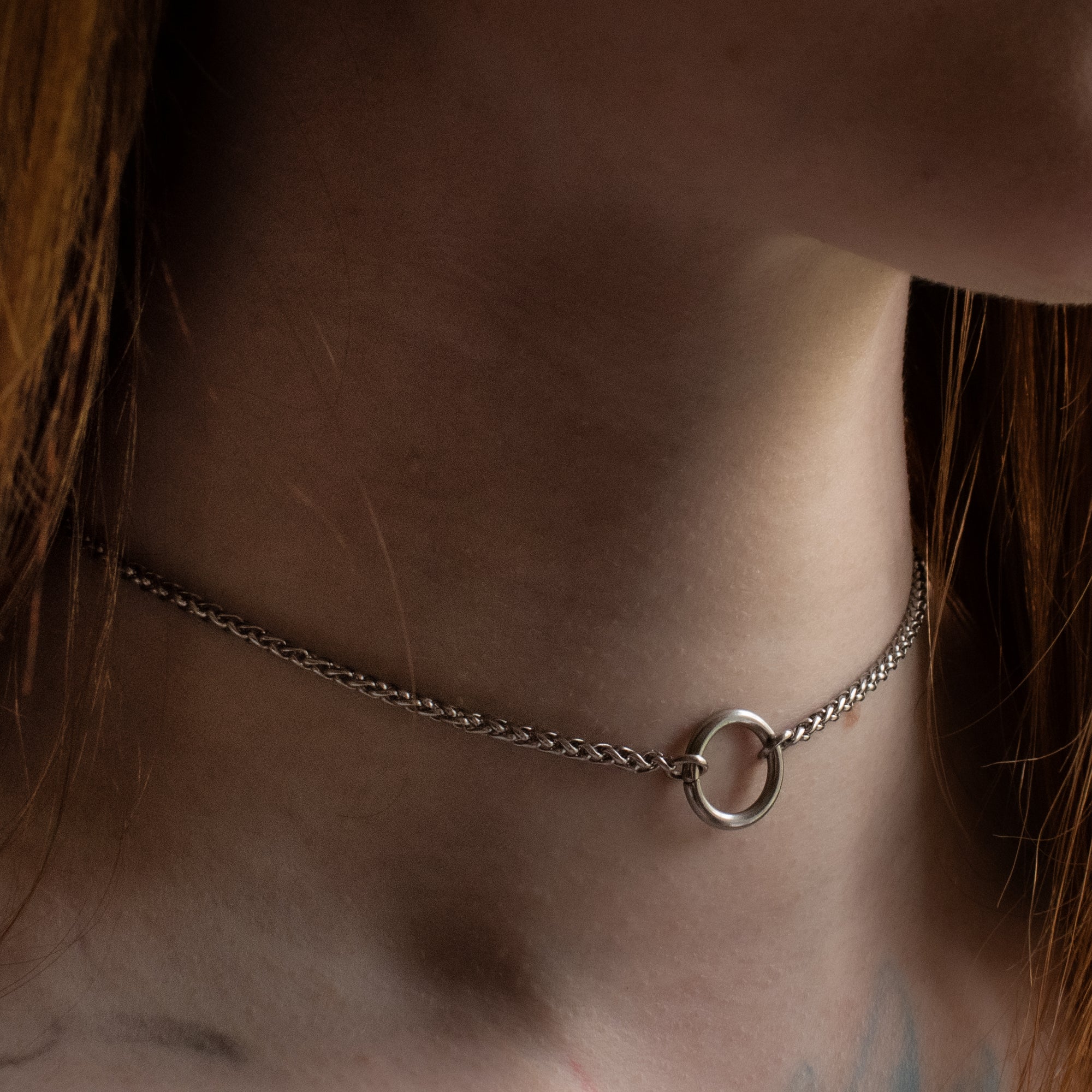 small Foxtail O Ring day collar on model
