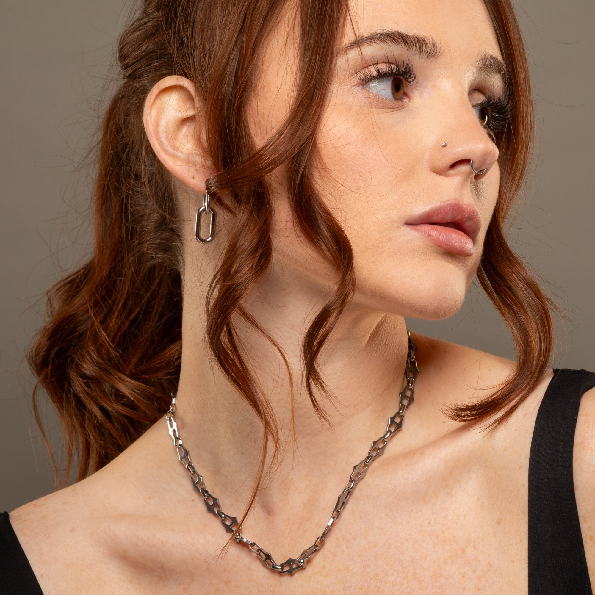 silver chunky spike link necklace