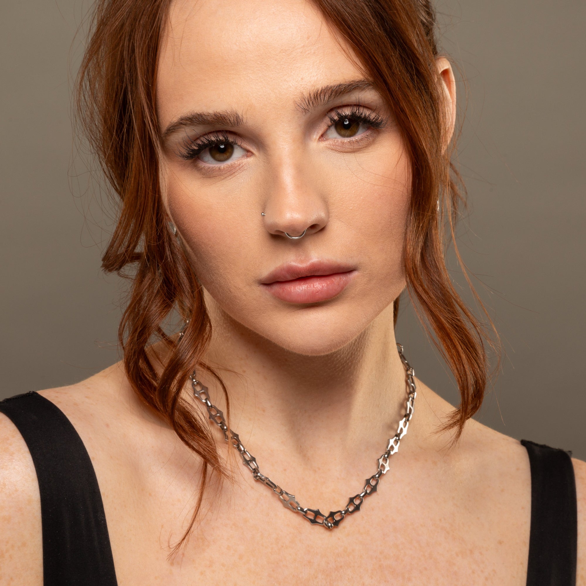 silver chunky spike link necklace