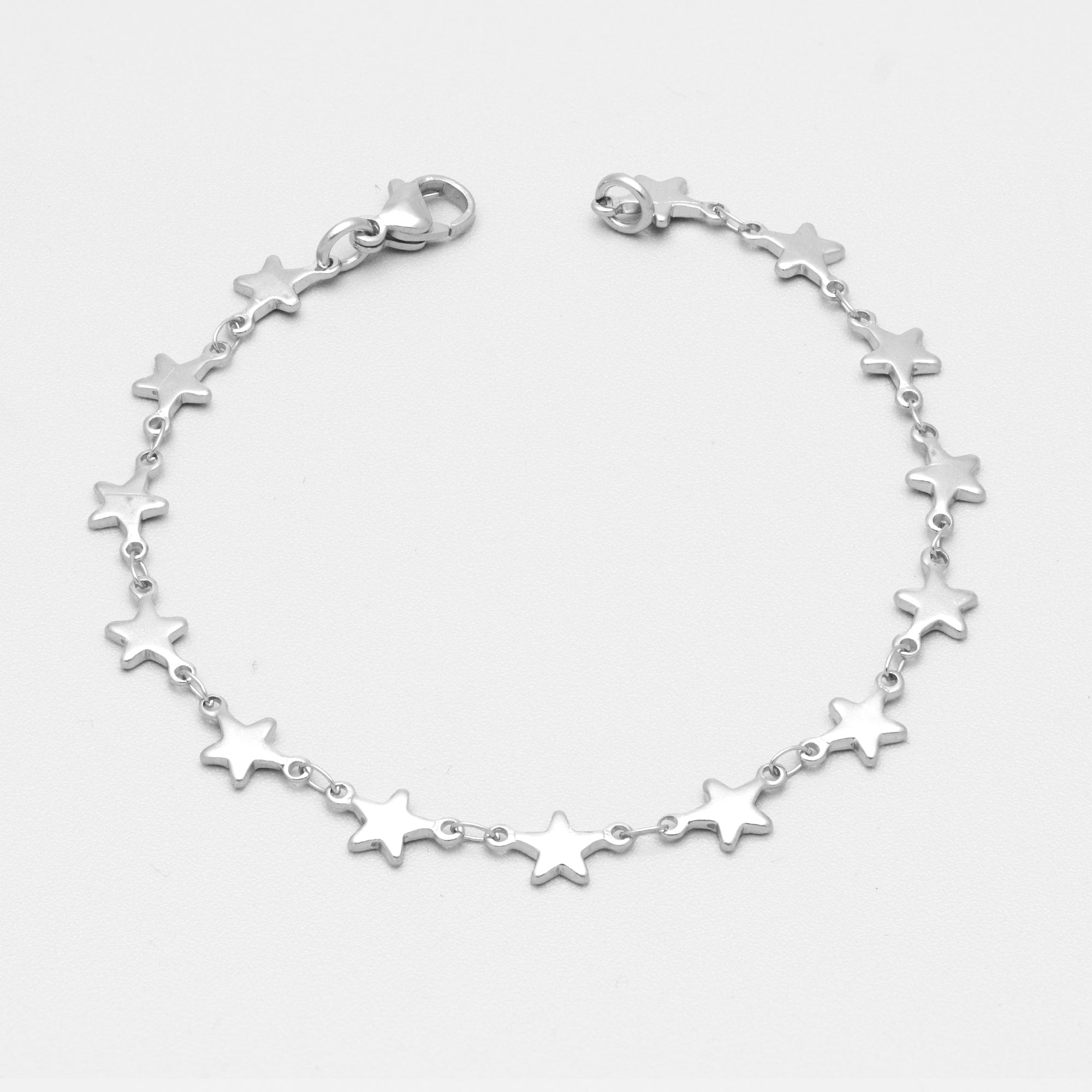 non tarnish silver star link bracelet