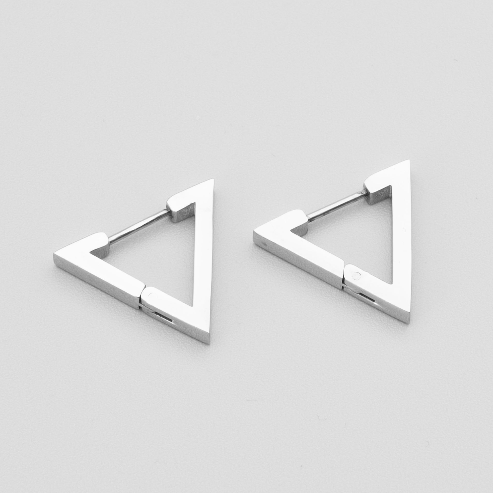 Silver triangle huggie hoop earrings