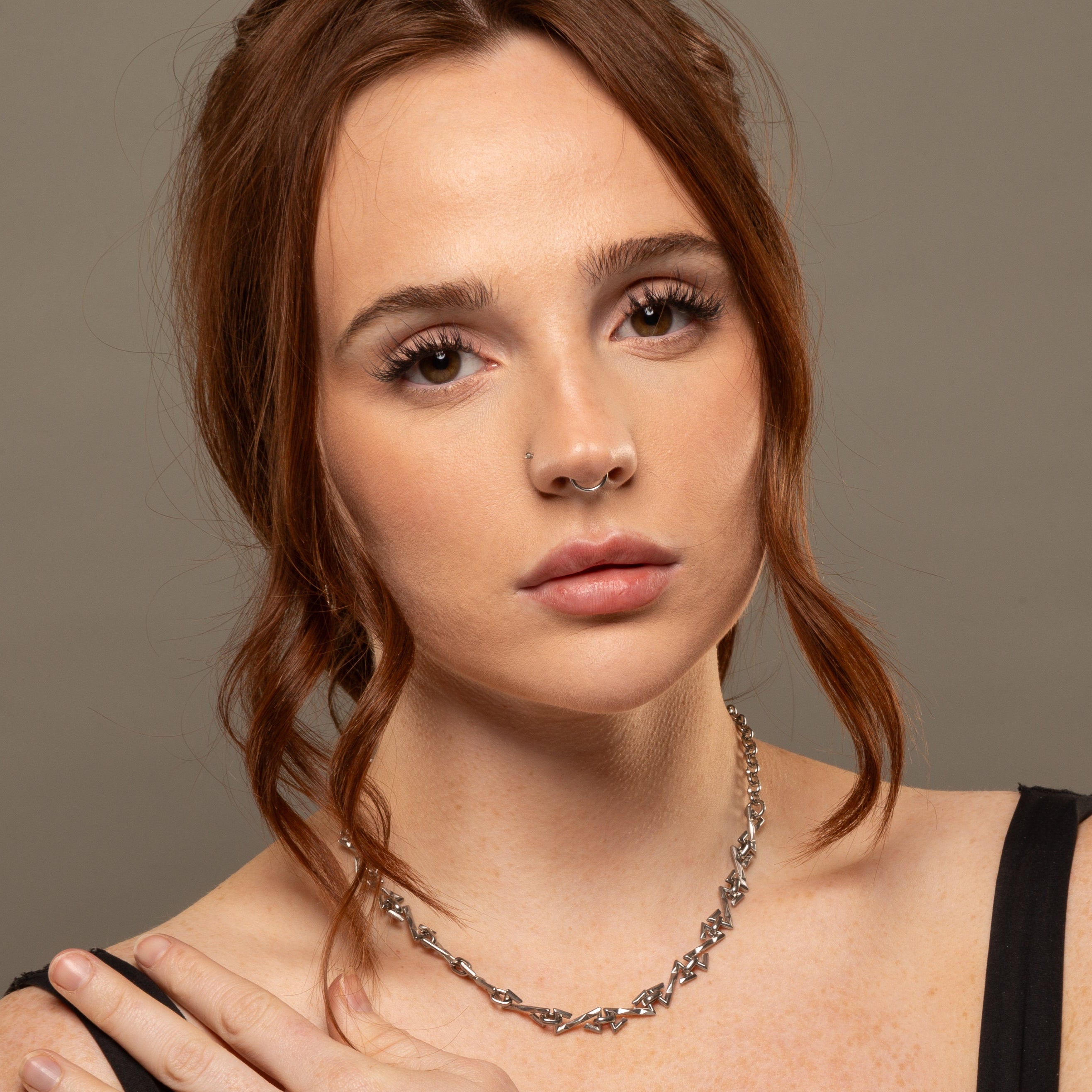 chunky Z link choker necklace in silver