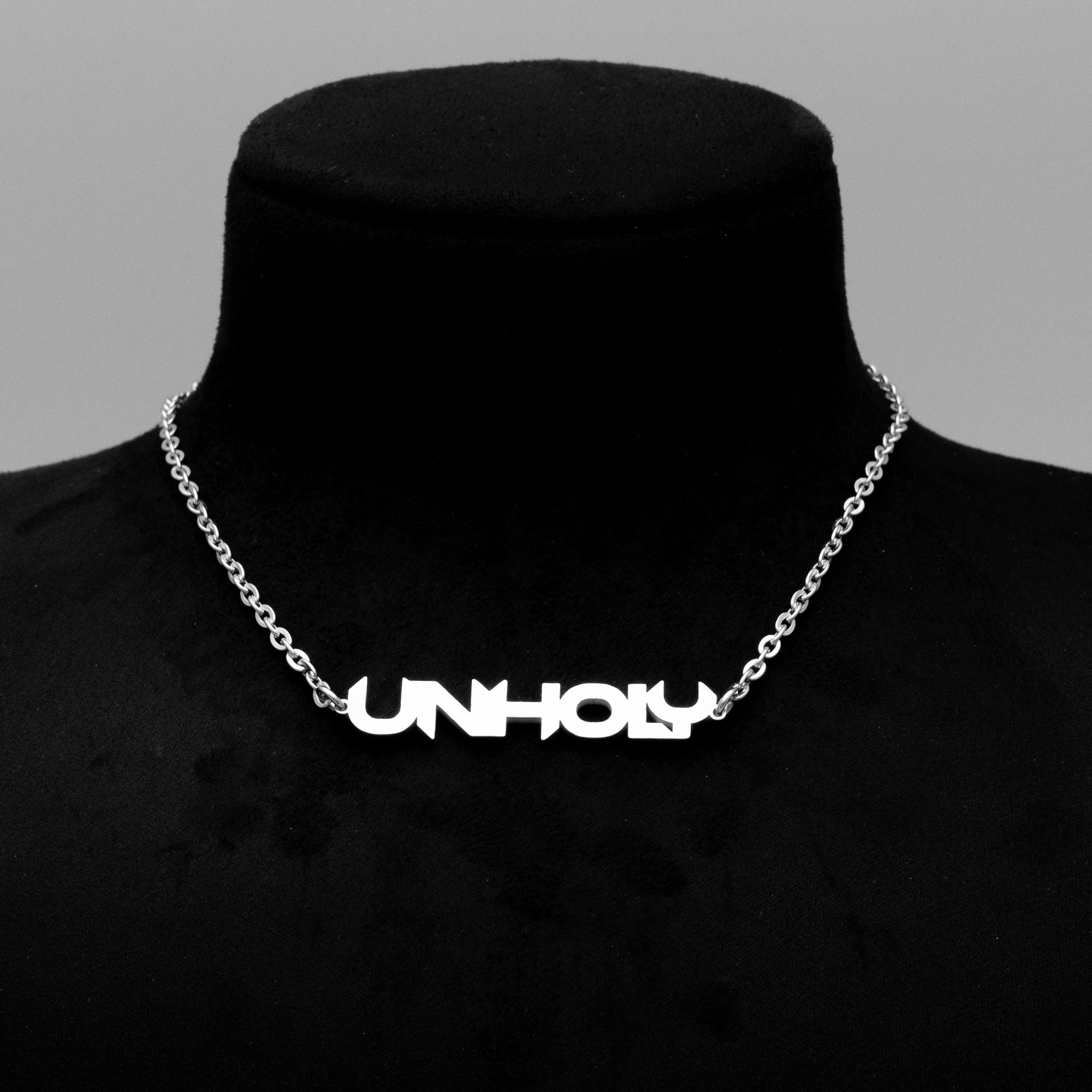 Unholy gothic style word neckalce