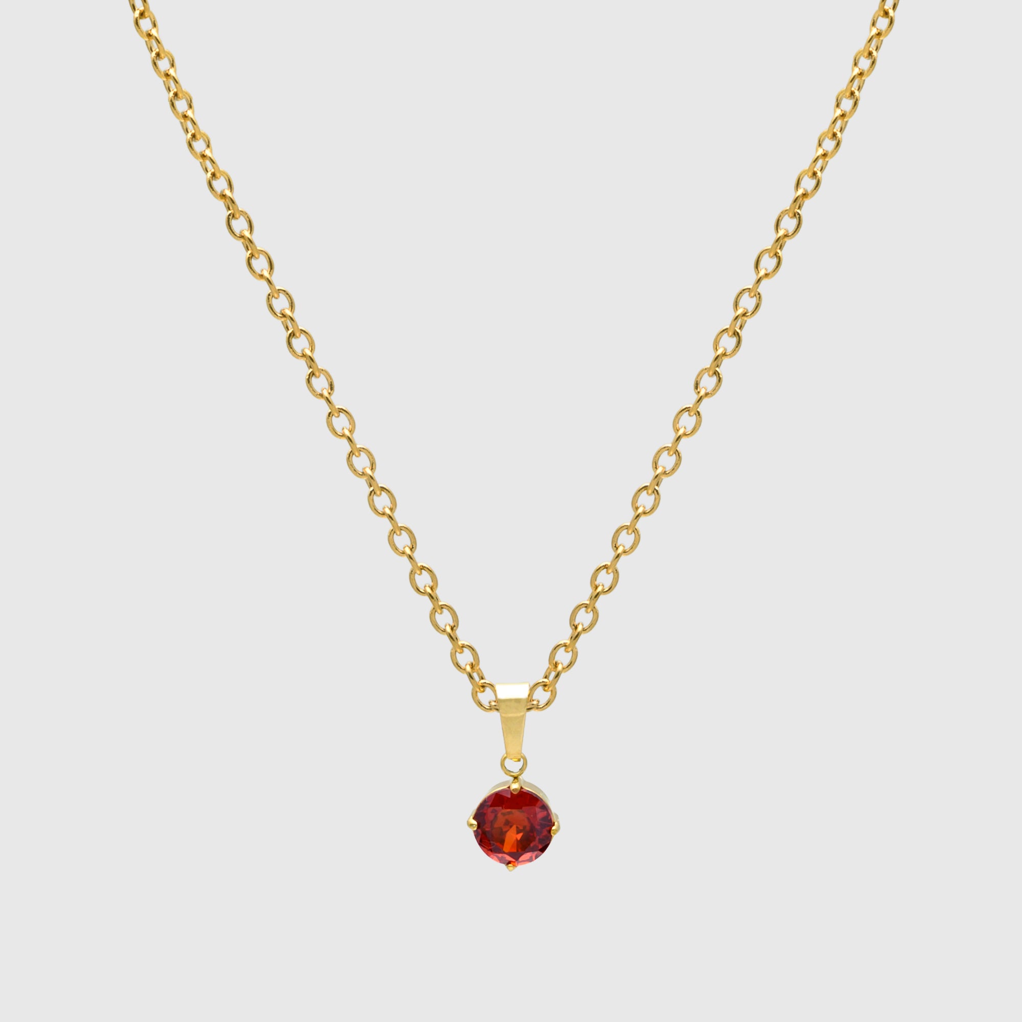 January birthstone pendant necklace red garnet style CZ