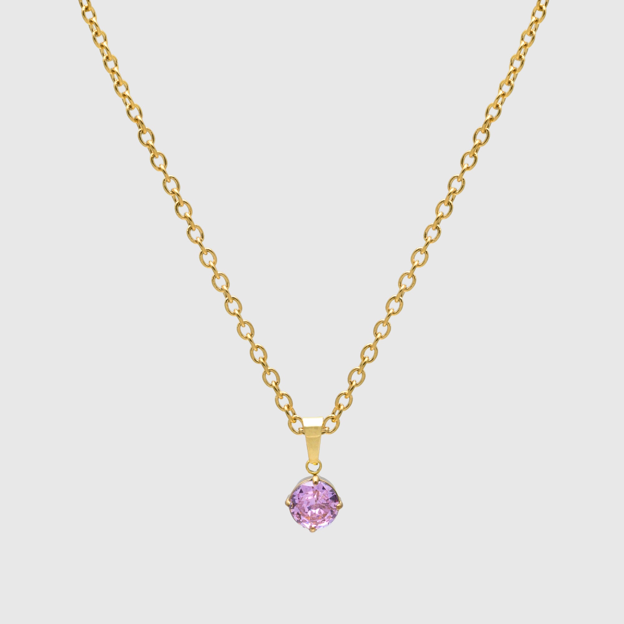 Pink Tourmaline October birthstone pendant necklace in Gold