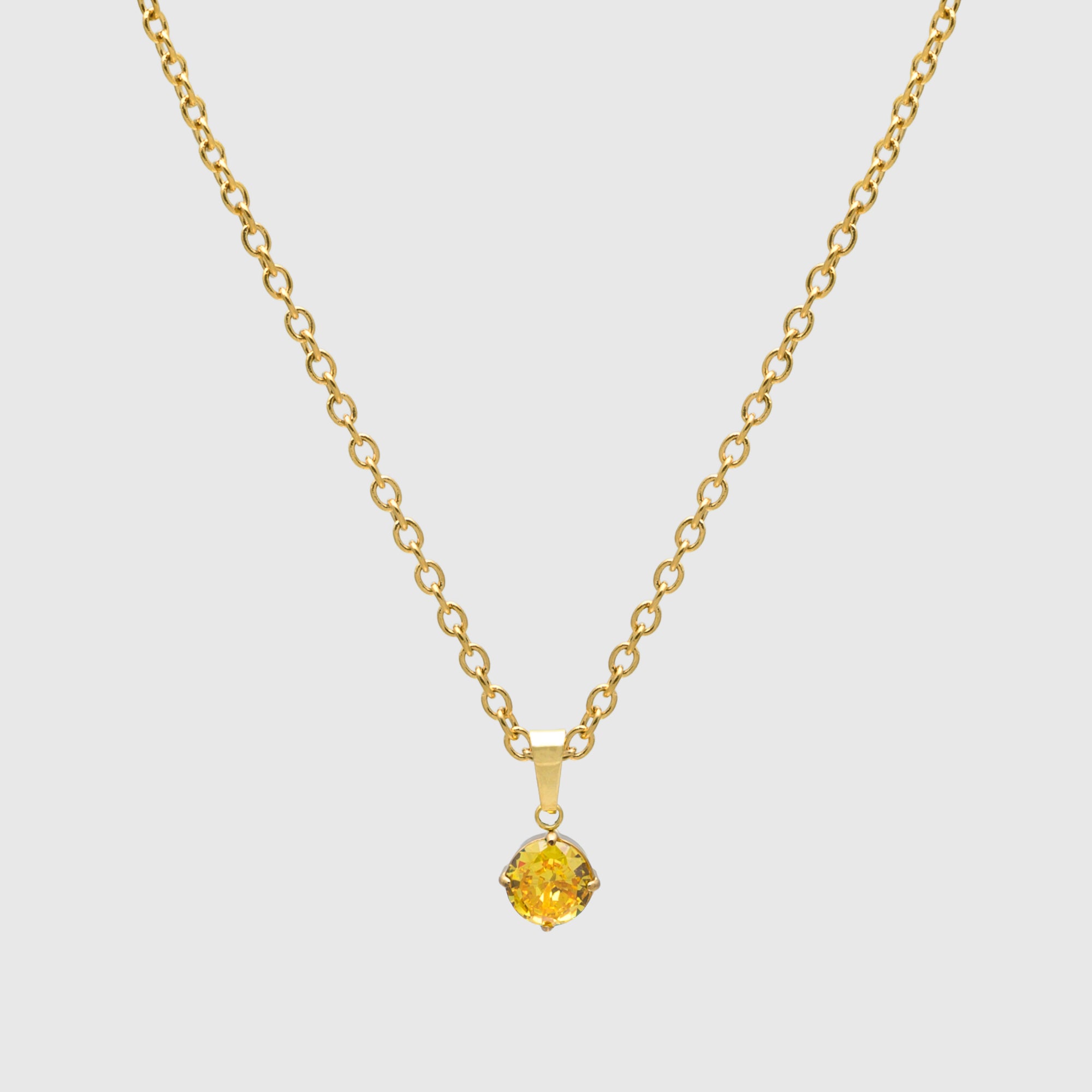 November Citrine birthstone necklace in Gold 