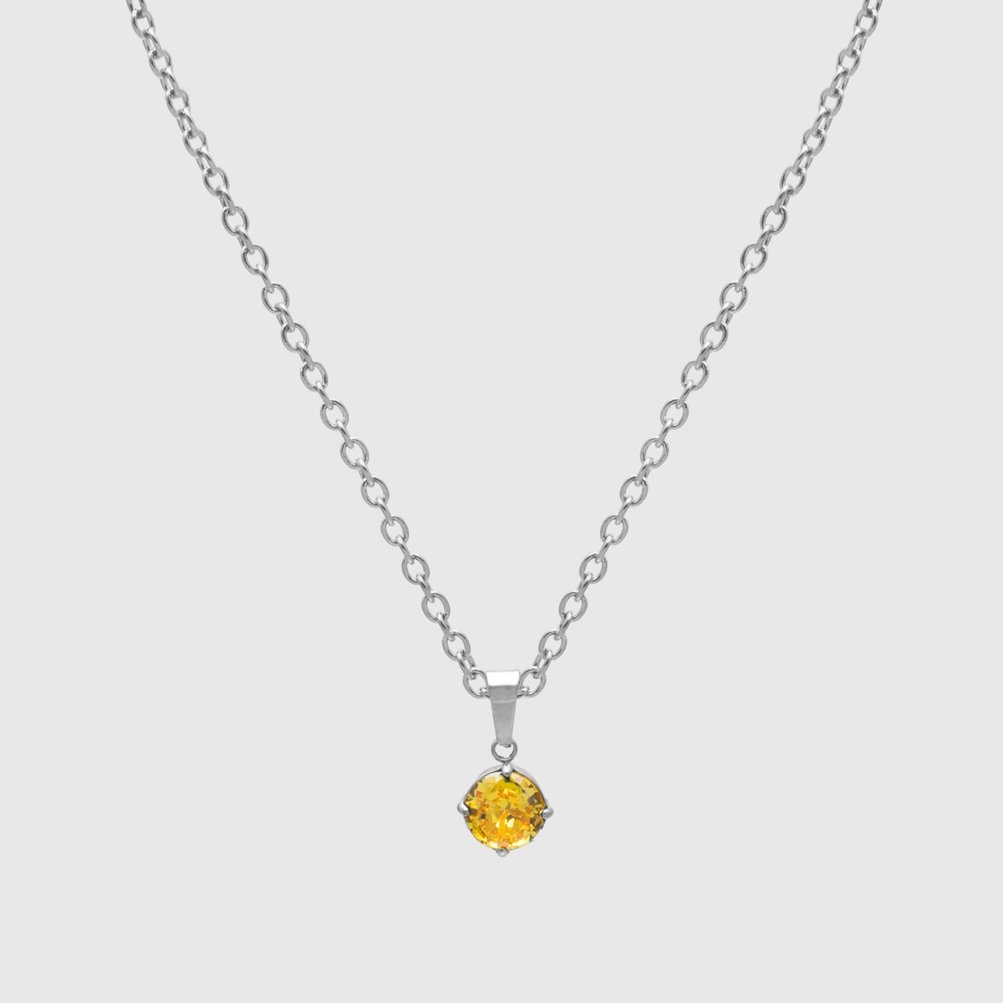 November Citrine birthstone necklace in silver 