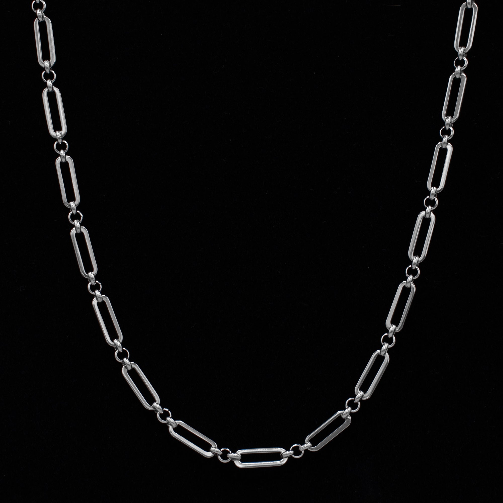 Collier chaîne trombone fantaisie - (argent) 15 mm