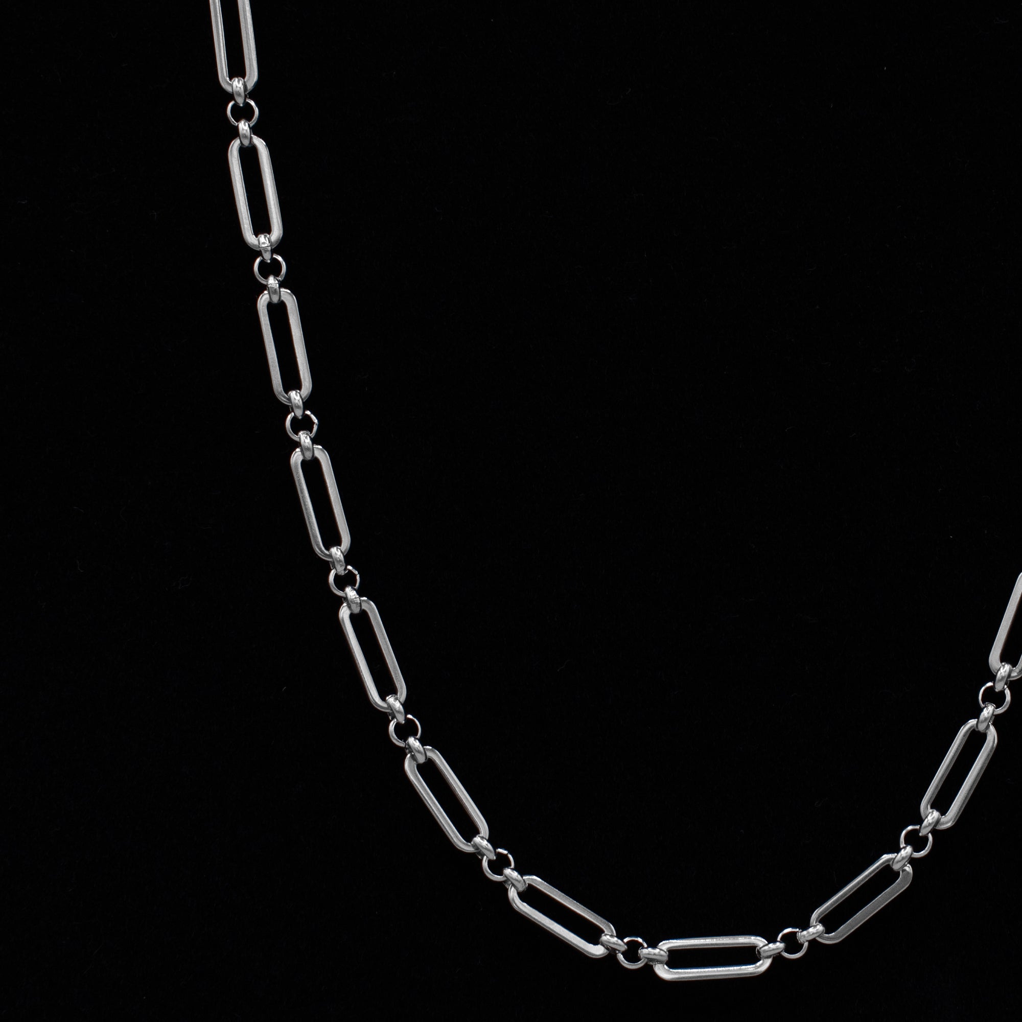 Collier chaîne trombone fantaisie - (argent) 15 mm