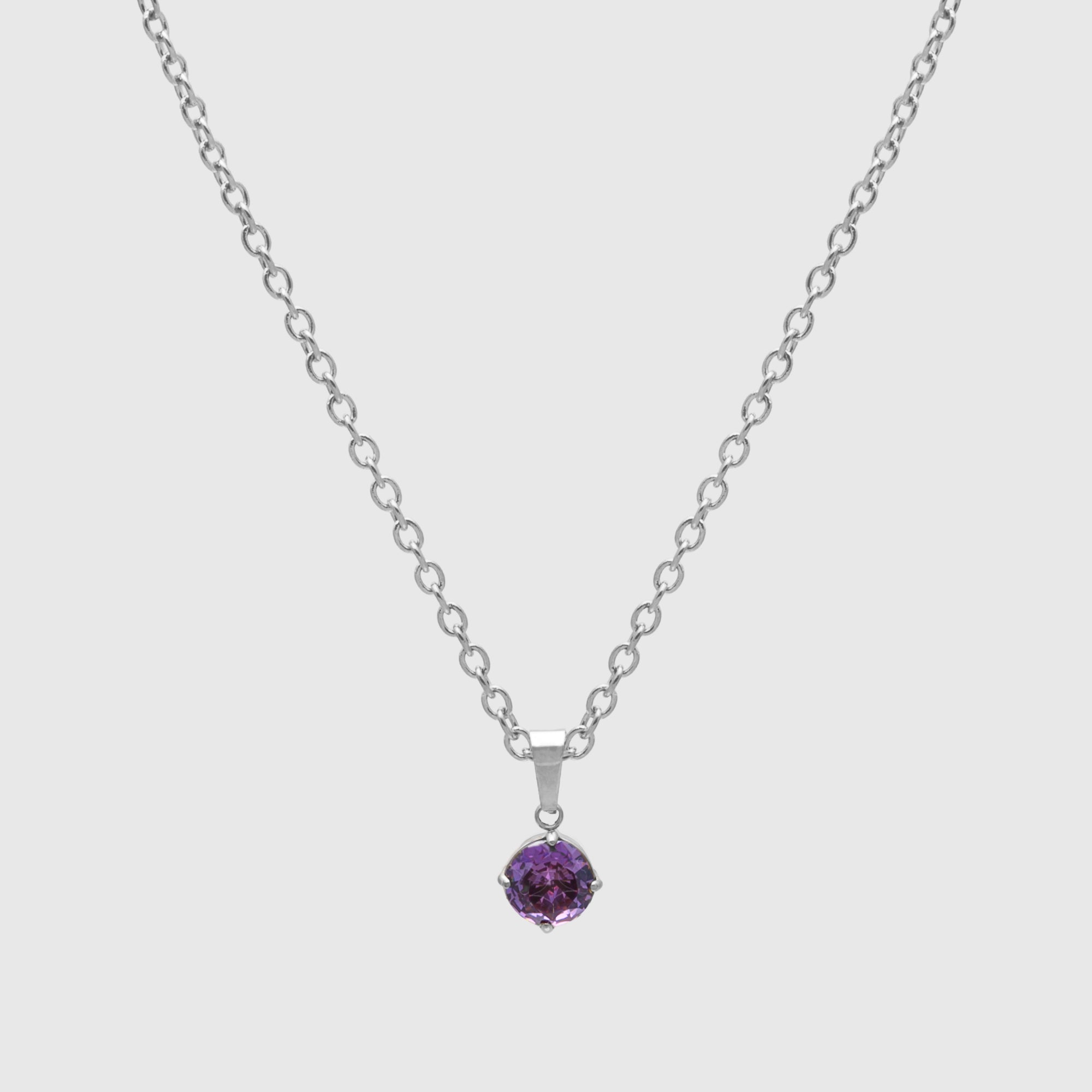 Amethyst birthstone necklace in silver 