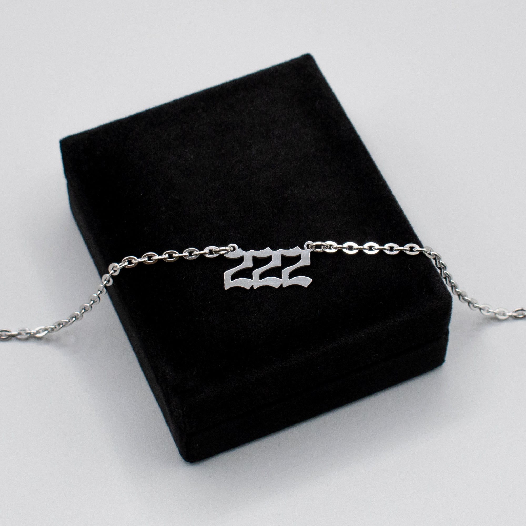 222 Angel Number Choker Necklace (Silver)