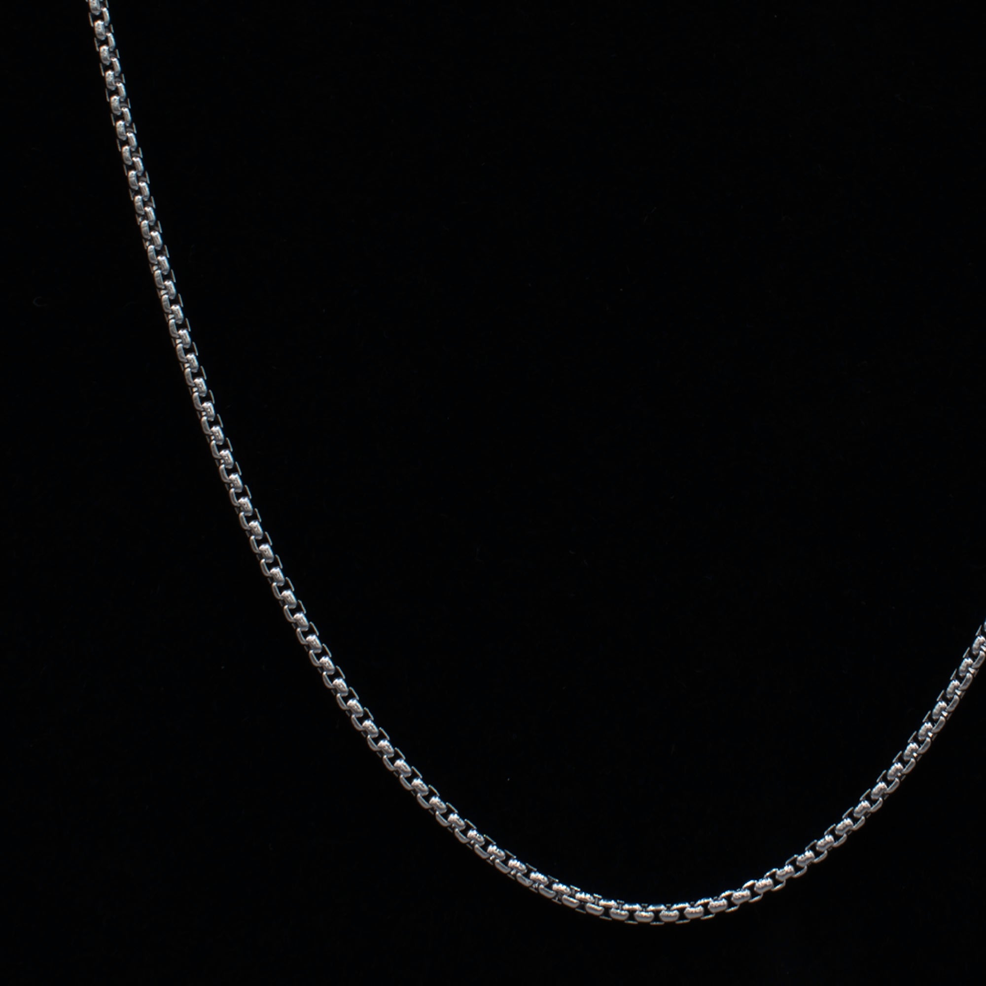 Round Box Chain Necklace - (Silver) 2mm