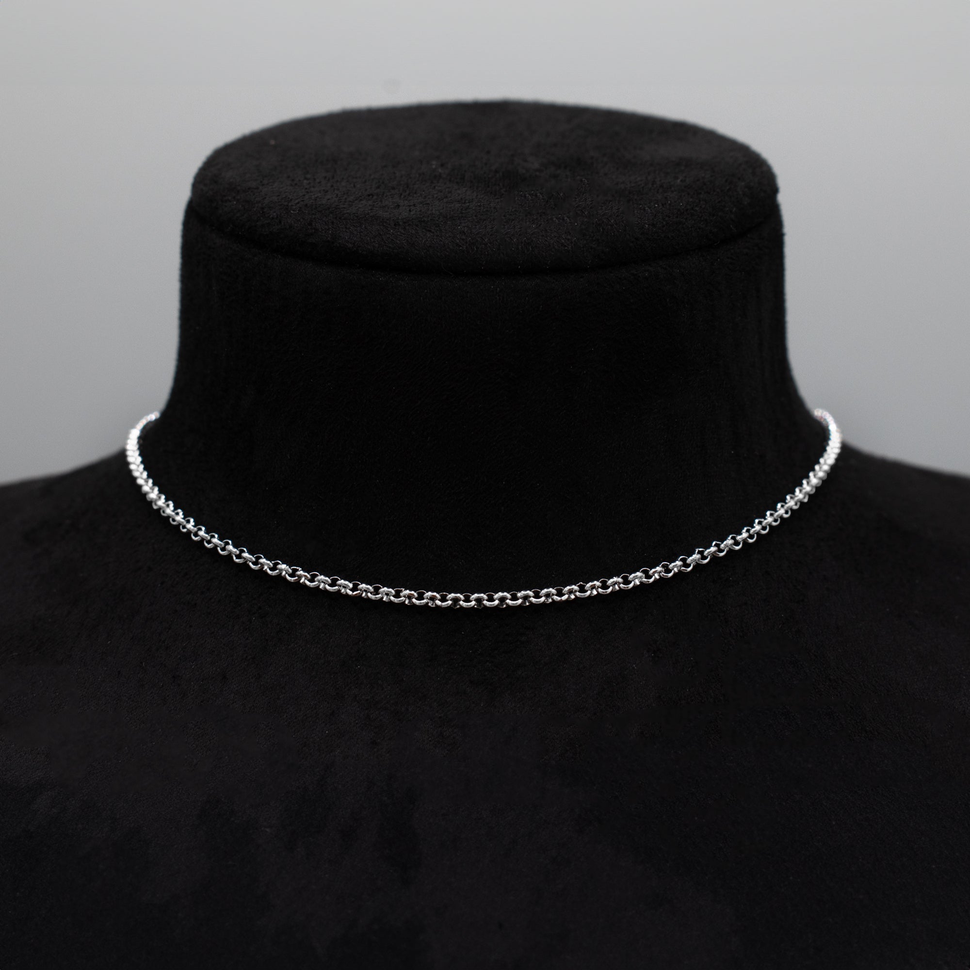 Plain Belcher Chain Choker Necklace - (Silver) 2mm