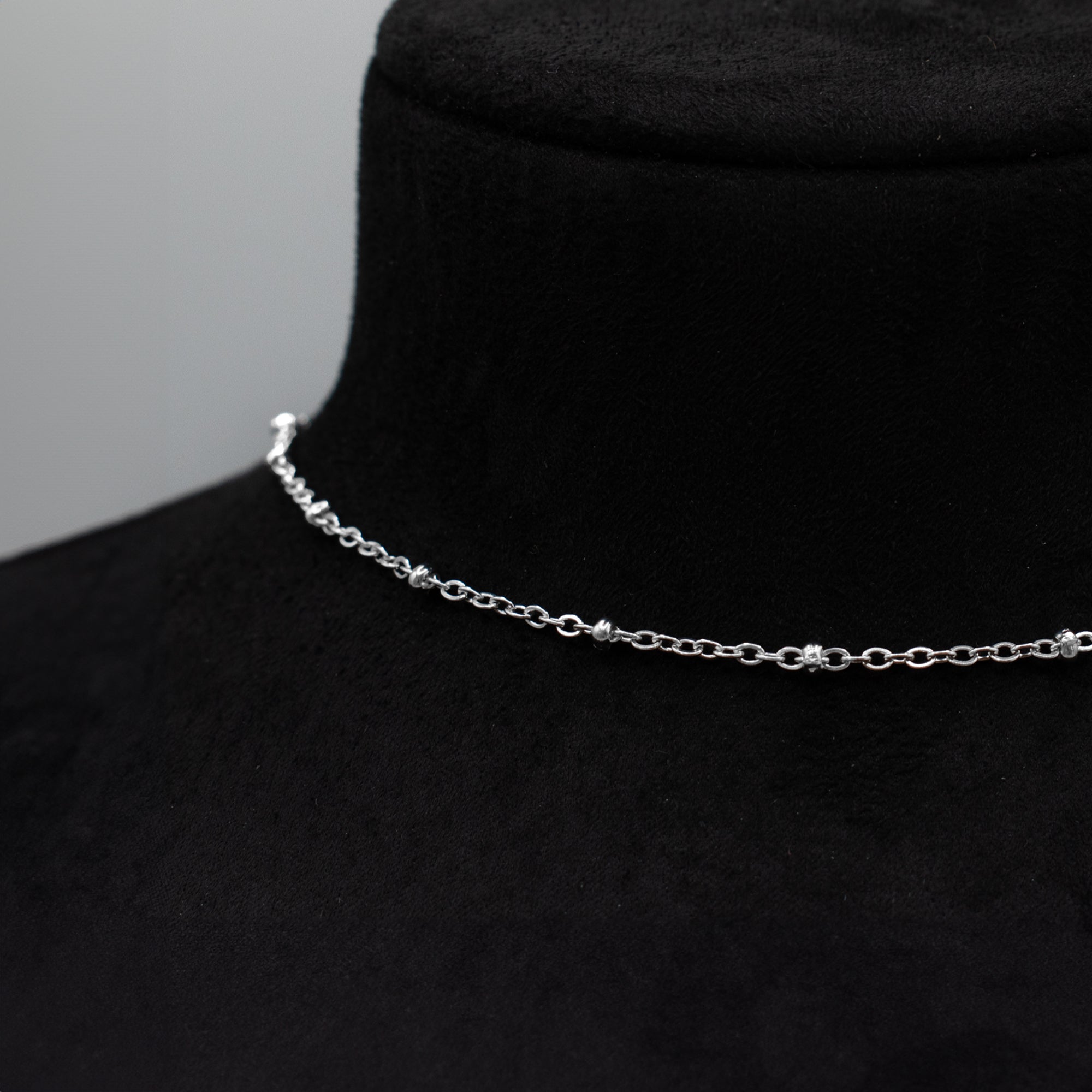 Satellite Cable Chain Choker Necklace - (Silver) 2mm