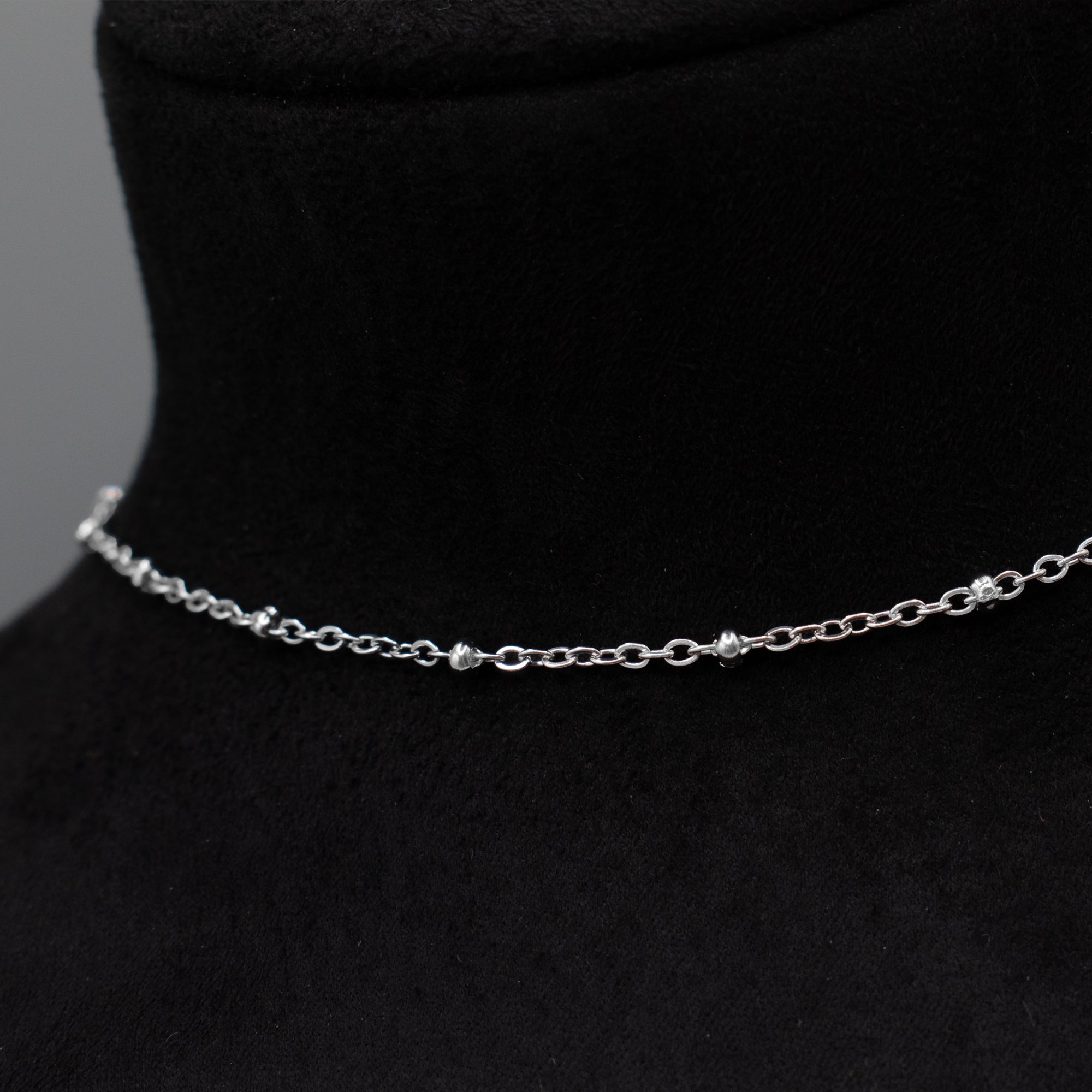 Satellite Cable Chain Choker Necklace - (Silver) 2mm