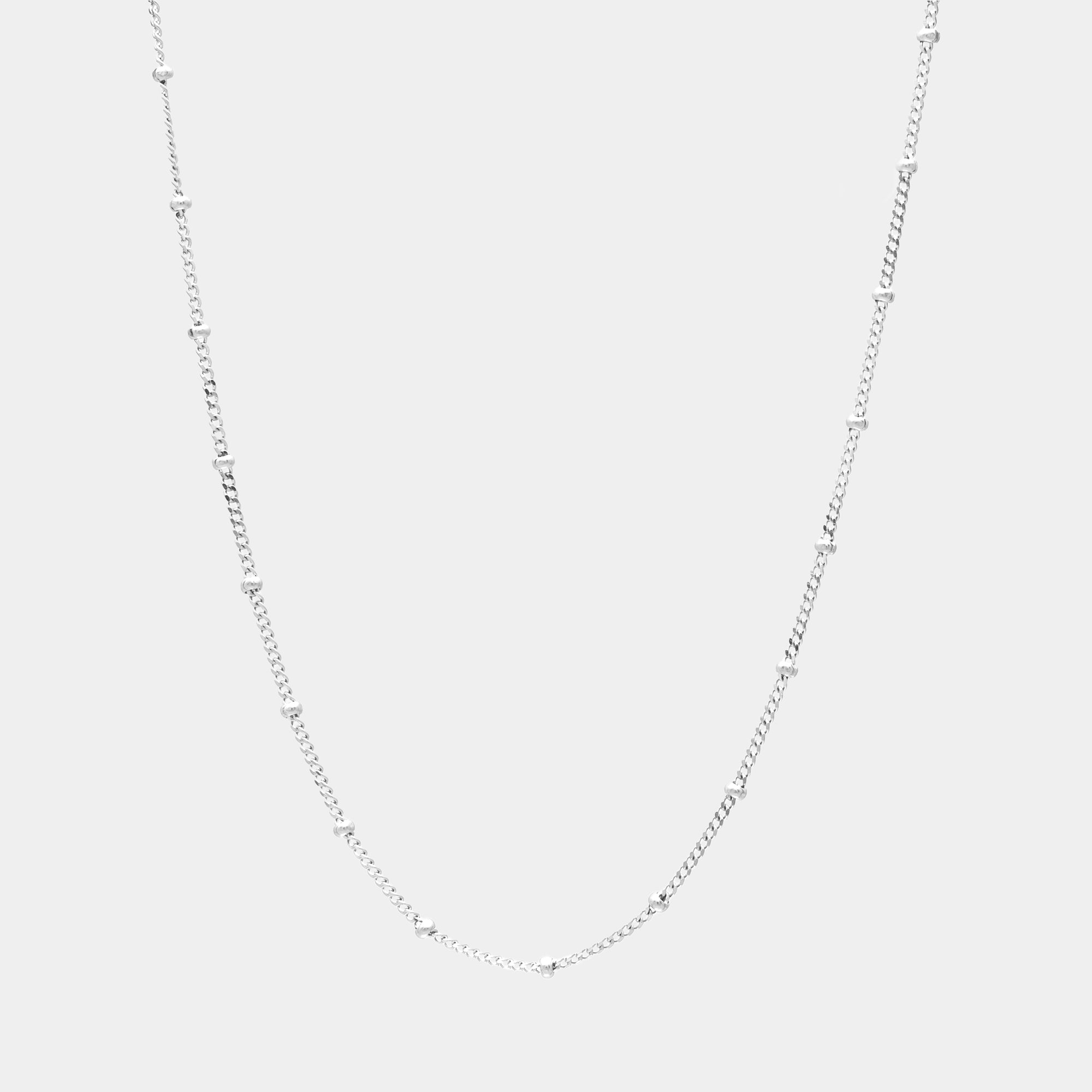 Dainty cuban link satellite chain necklace in silver 