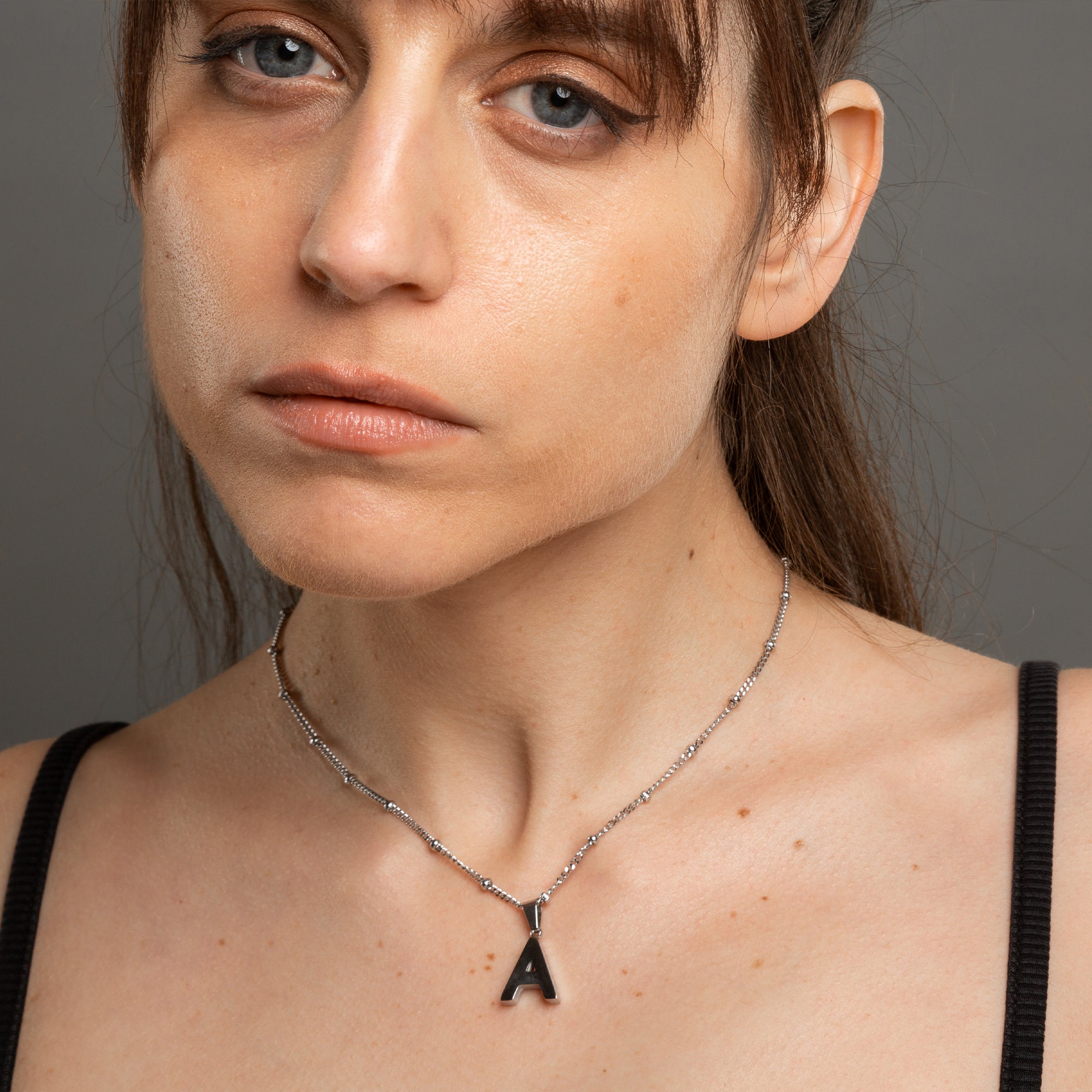 Silver Bold initial choker necklace 