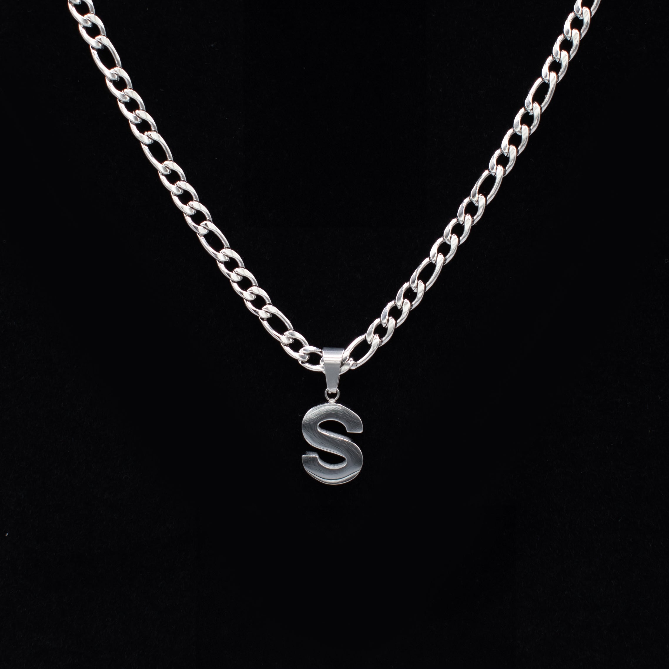 Bold Heavy Weight Initial Choker Necklace (Silver)