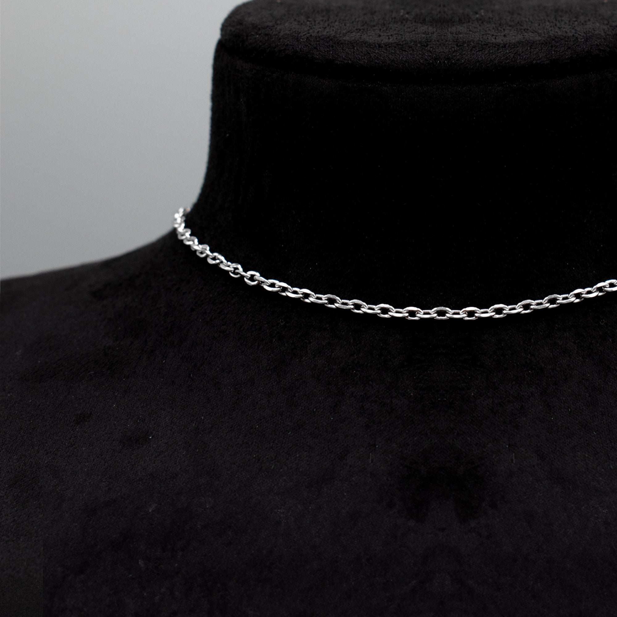 Plain Cable Chain Choker Necklace - (Silver) 3mm