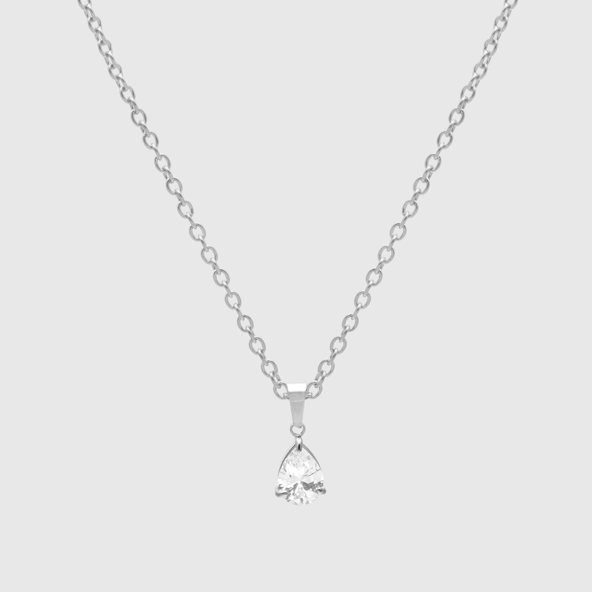 Pear cut Diamond birthstone for April in Silver